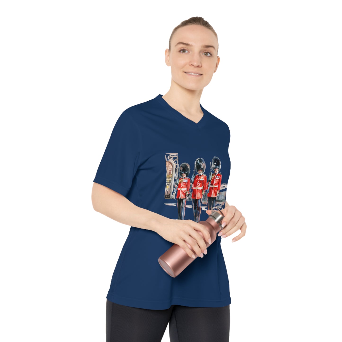 Women's Performance V-Neck T-Shirt - British Royal Guard - Iconic Symbol of Tradition and Honor