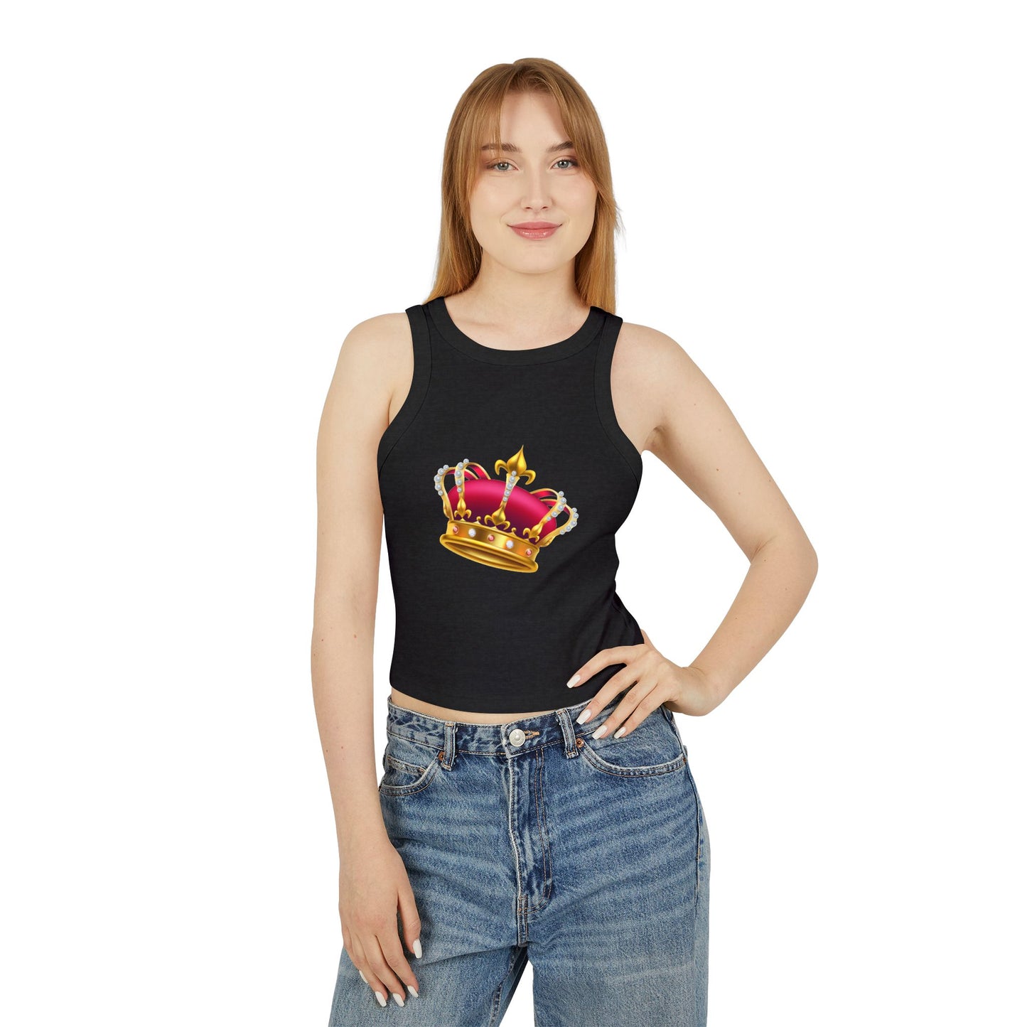 Women's Micro Rib Racer Tank Top - British Royal Crown Design