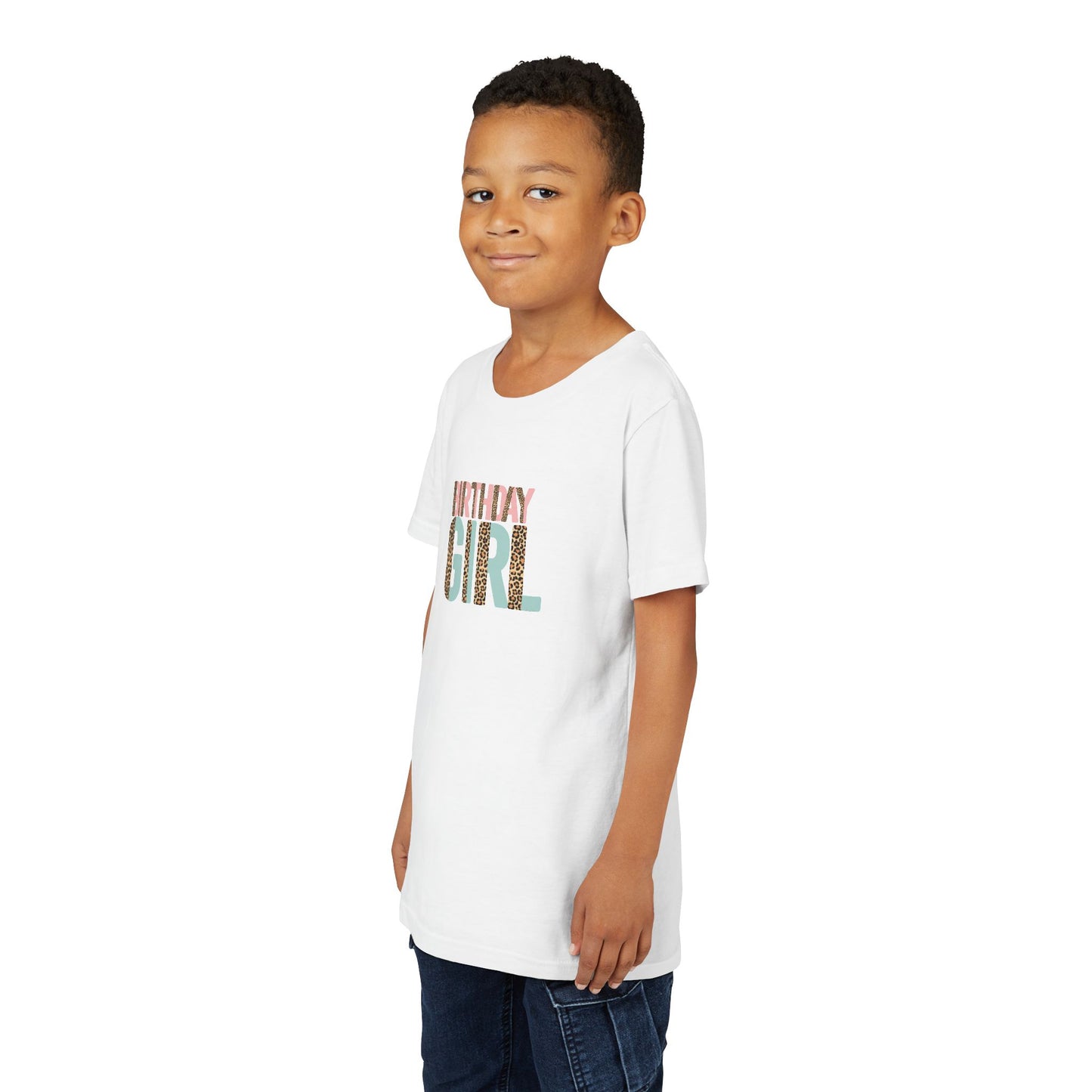 Youth Short Sleeve Tee - Retro Boho Birthday Girl PNG for T-Shirts