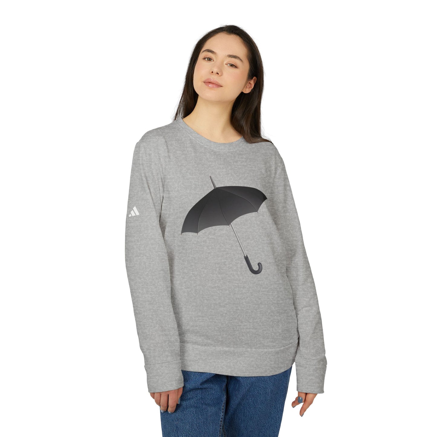Adidas Unisex Fleece Crewneck Sweatshirt - Elegant Umbrella Design for Cozy Comfort