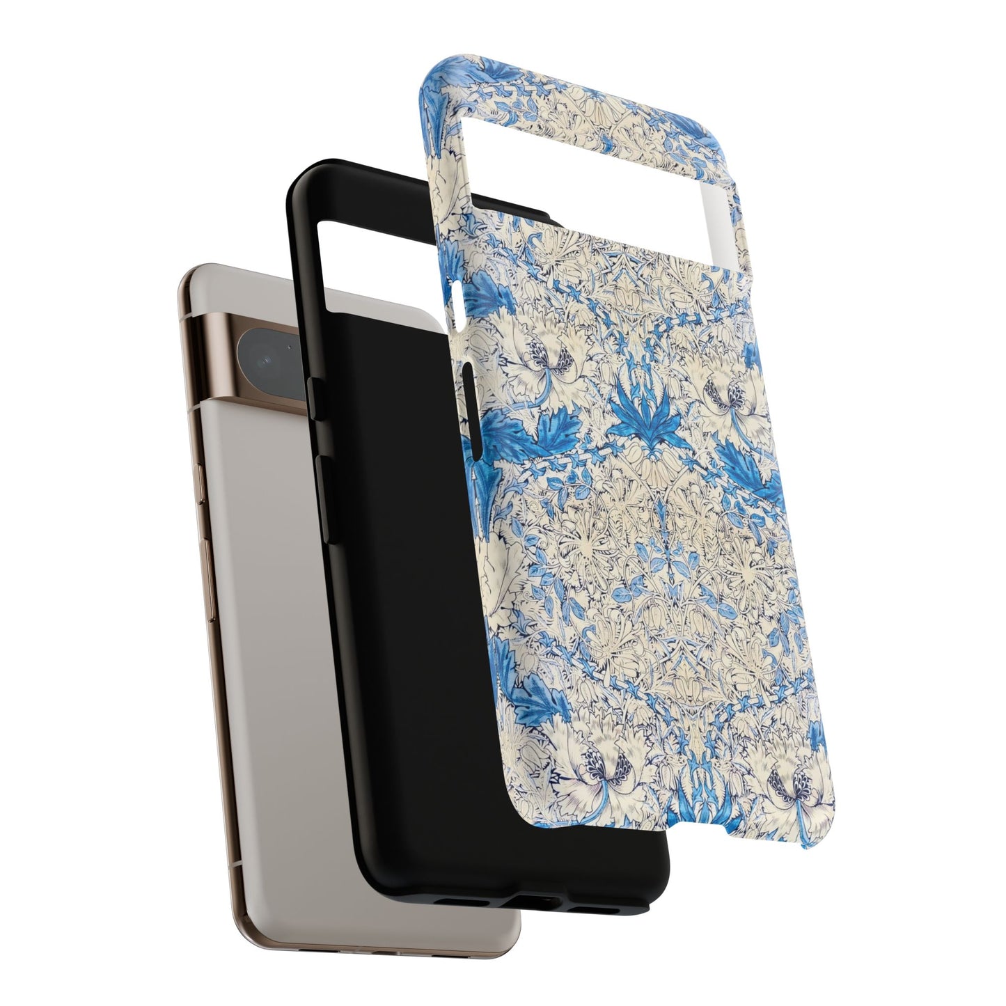 Elegant Floral Phone Case, Tough iPhone Cover, Stylish Mobile Protector, Blue Patterned Case, Unique Gift for Her