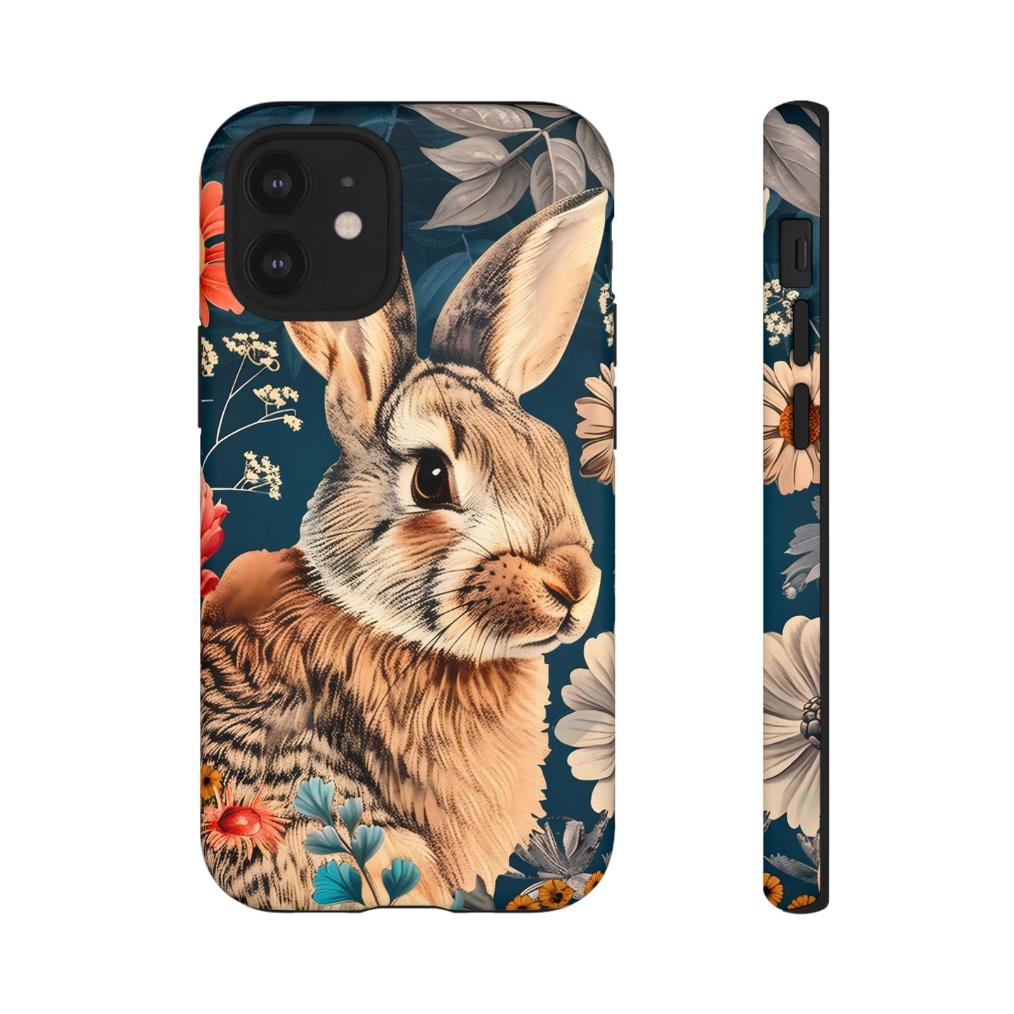 Floral Rabbit Phone Case, Cute Phone Cover, Tough Cases for Animal Lovers, Unique Gift for Birthdays, Nature-Themed Accessories