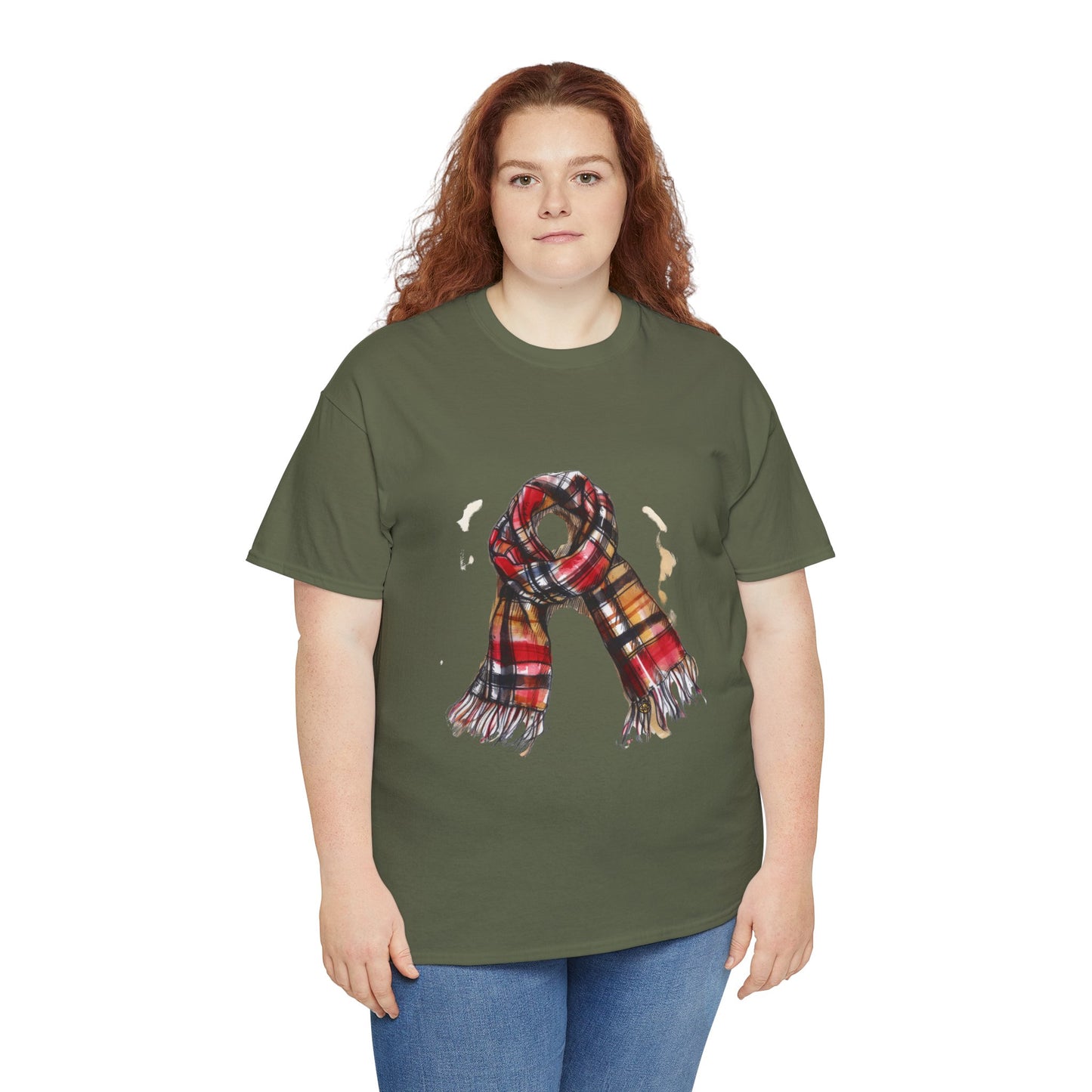 Unisex Heavy Cotton Tee - Plaid Scarf Design