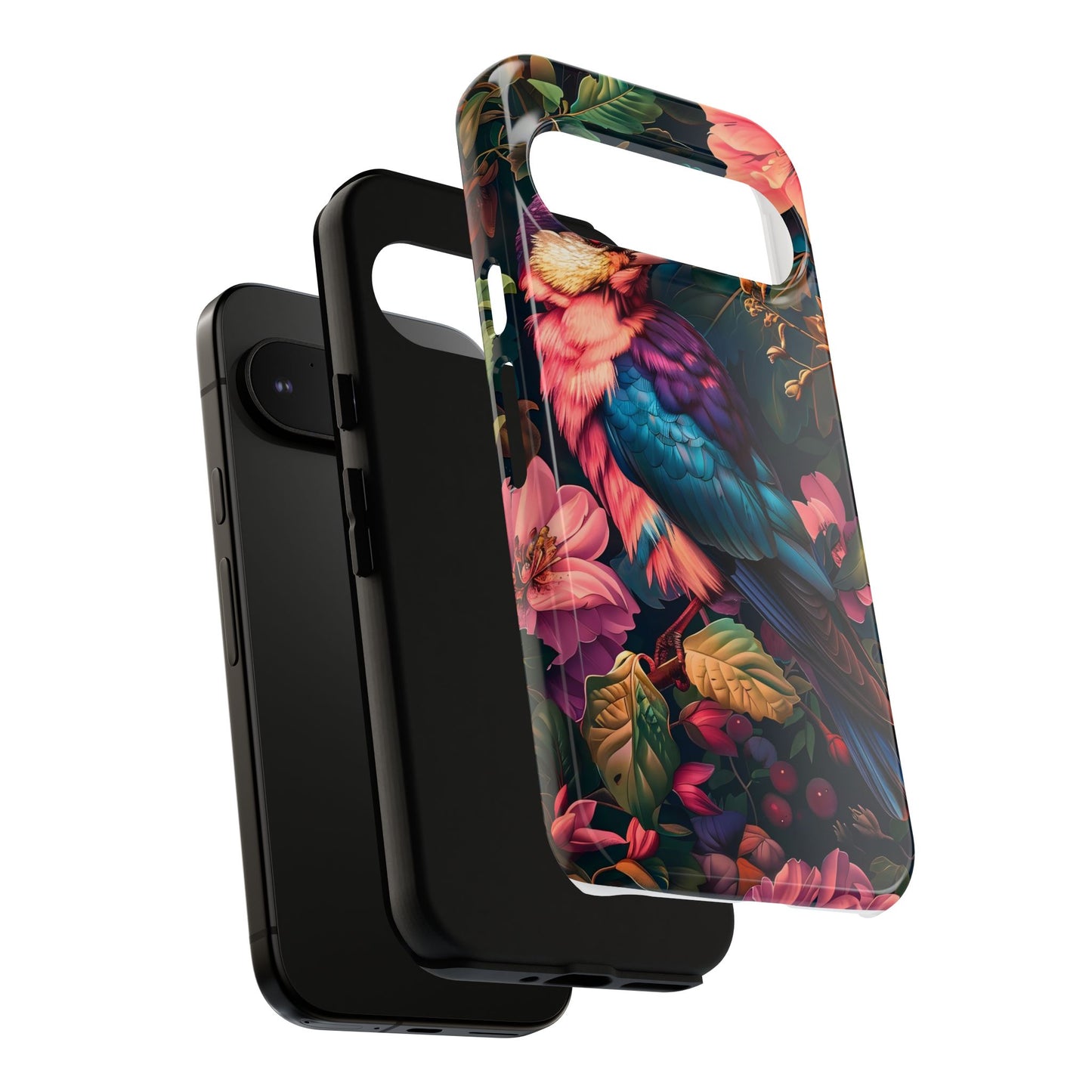 Tough Cases: Vibrant Tropical Bird Phone Case, Floral Smartphone Cover, Nature Lover Gift, Boho Phone Accessory, Cute Bird Case