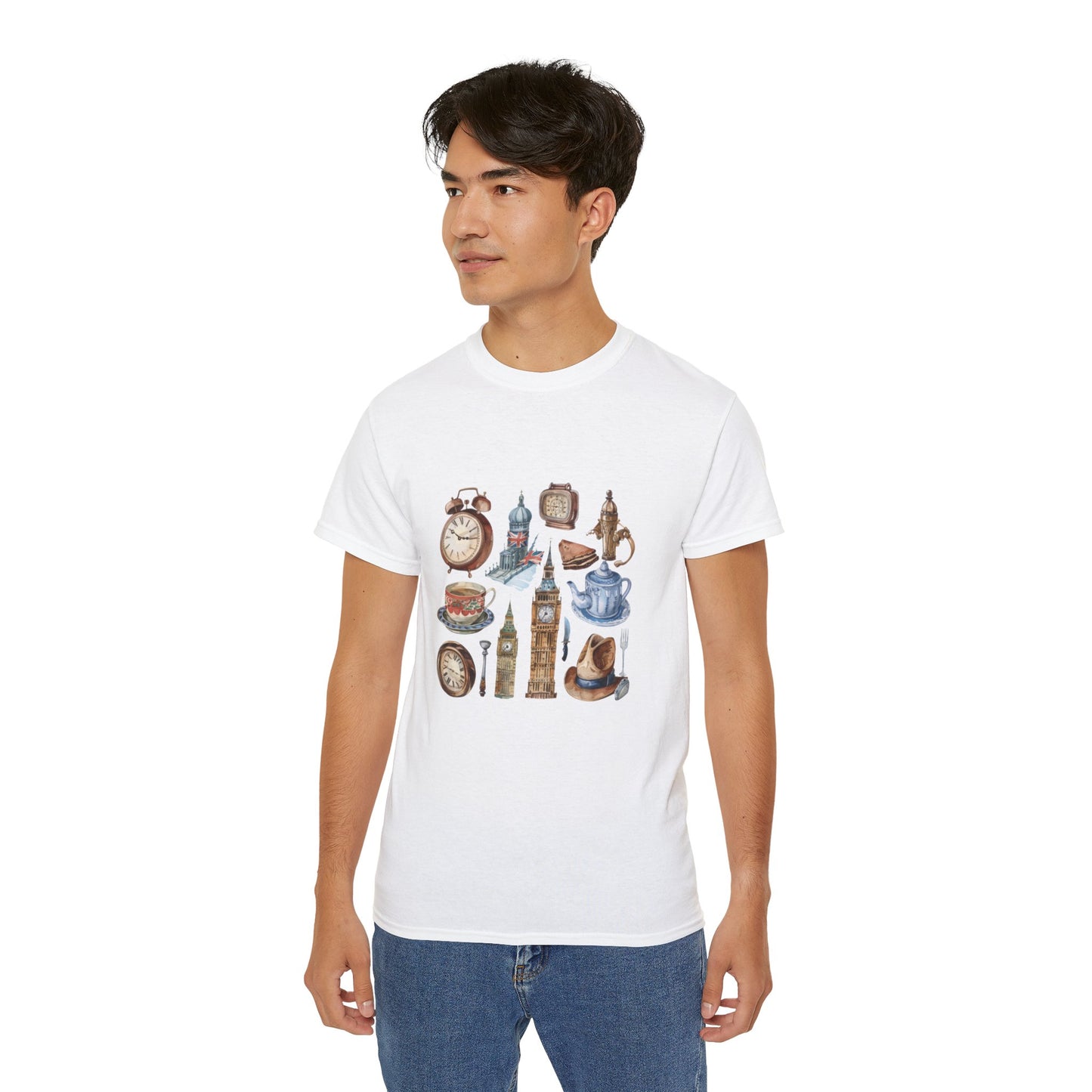 Unisex Ultra Cotton Tee Cozy - Vintage England Emblems and Icons