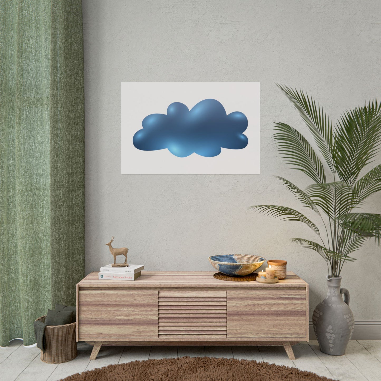 Blue Cloud Art Print, Minimalist Wall Decor, Kids Room Wall Art, Nursery Poster, Aesthetic Home Decor, Modern Art Print