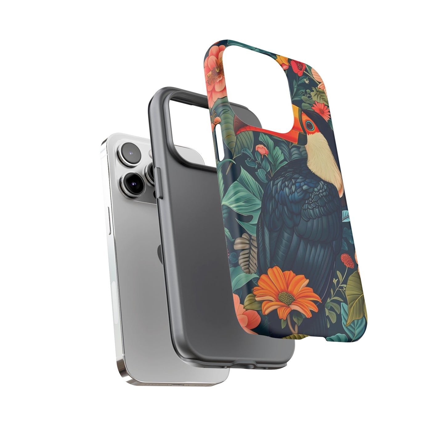 Tropical Toucan Phone Case - Cute Animal Design, Nature Lover Gift, Floral Pattern, Bird Lover Accessory, Summer Vibes
