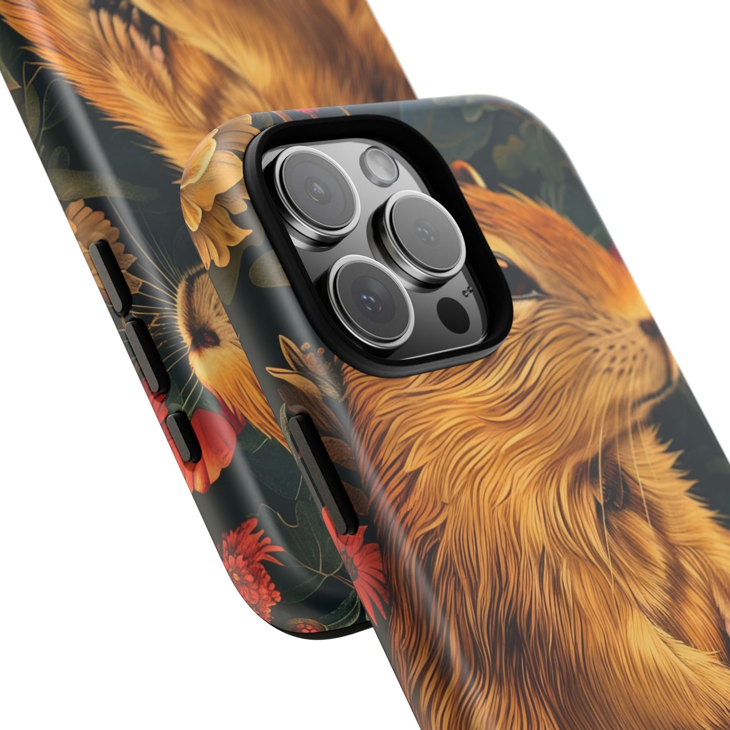 Cute Animal Phone Case, Floral Design Tough Cases for Nature Lovers, Gifts for Her, Customizable Mobile Accessory, Pet Lover Phone Cover