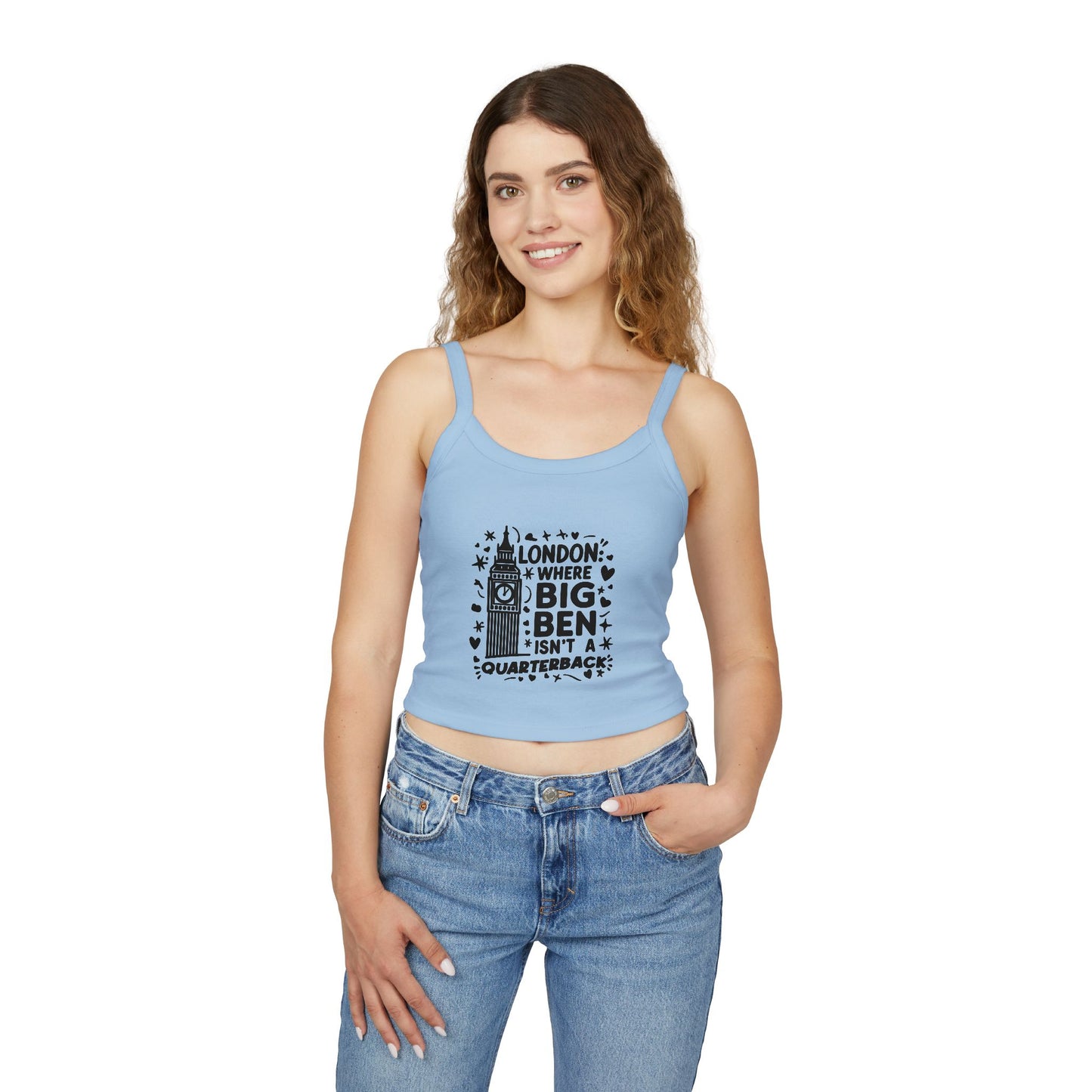 Women's Spaghetti Strap Tank Top - London where Big Ben isn't a Quarterback