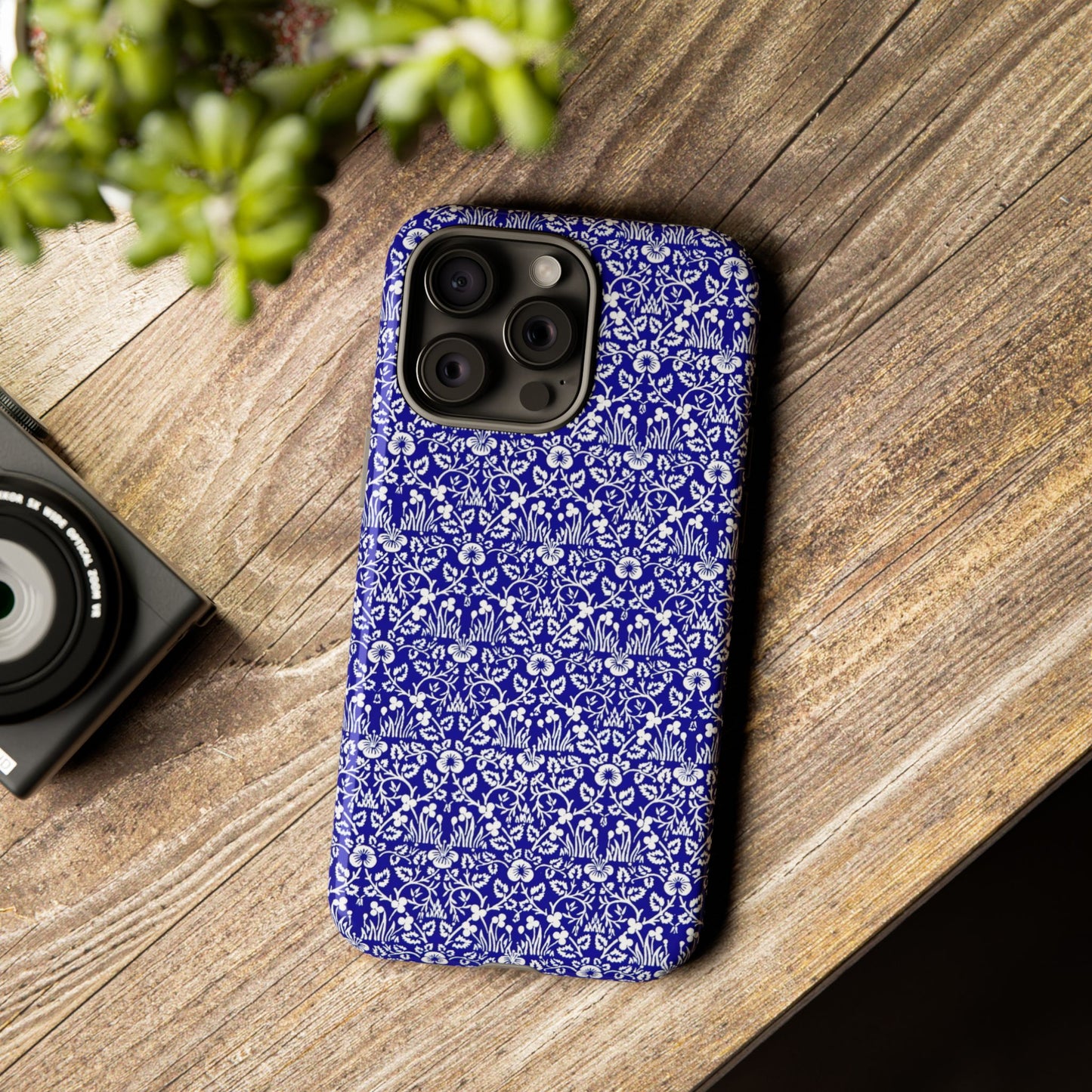 Elegant Floral Phone Case - Tough Cases, Blue Floral Design, Stylish Phone Accessory, Unique Gift, Modern Tech Protection
