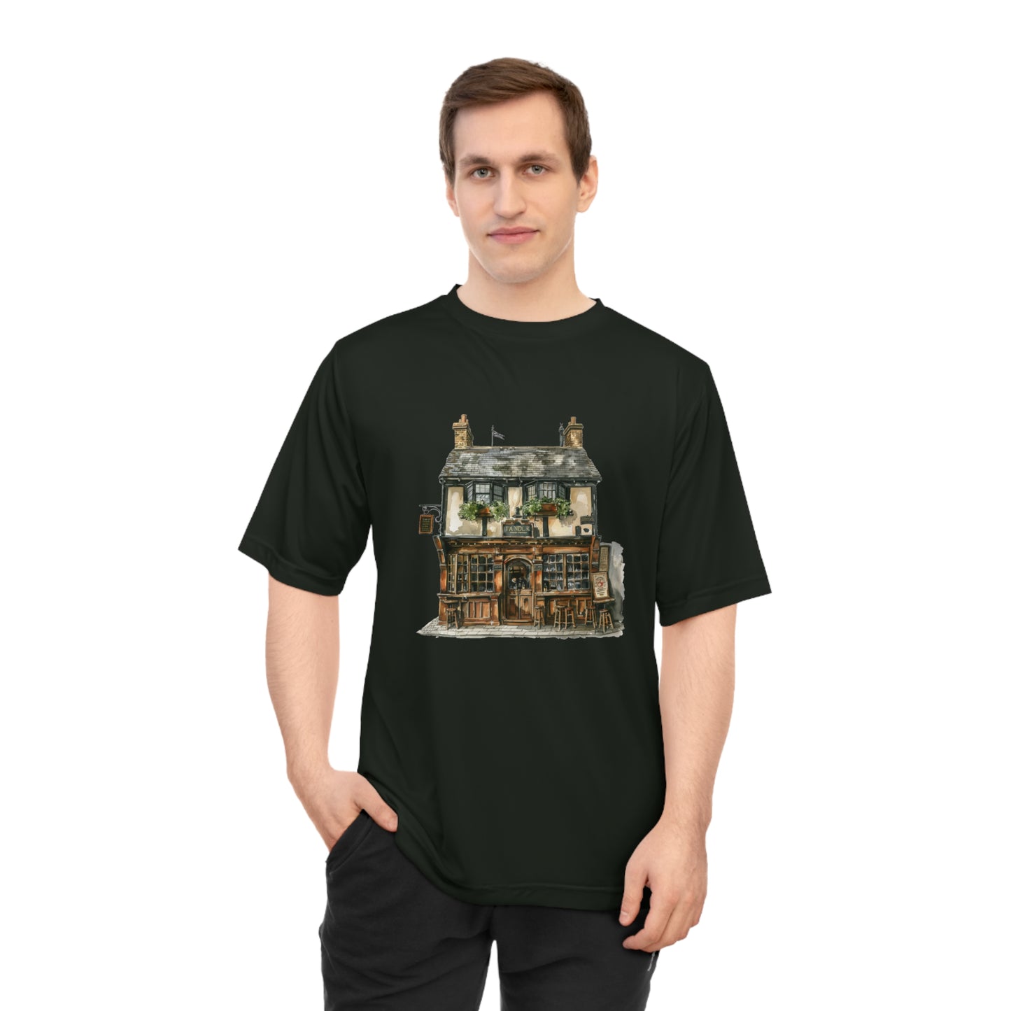 Unisex Zone Performance T-shirt - British Architecture - A Cozy Retreat