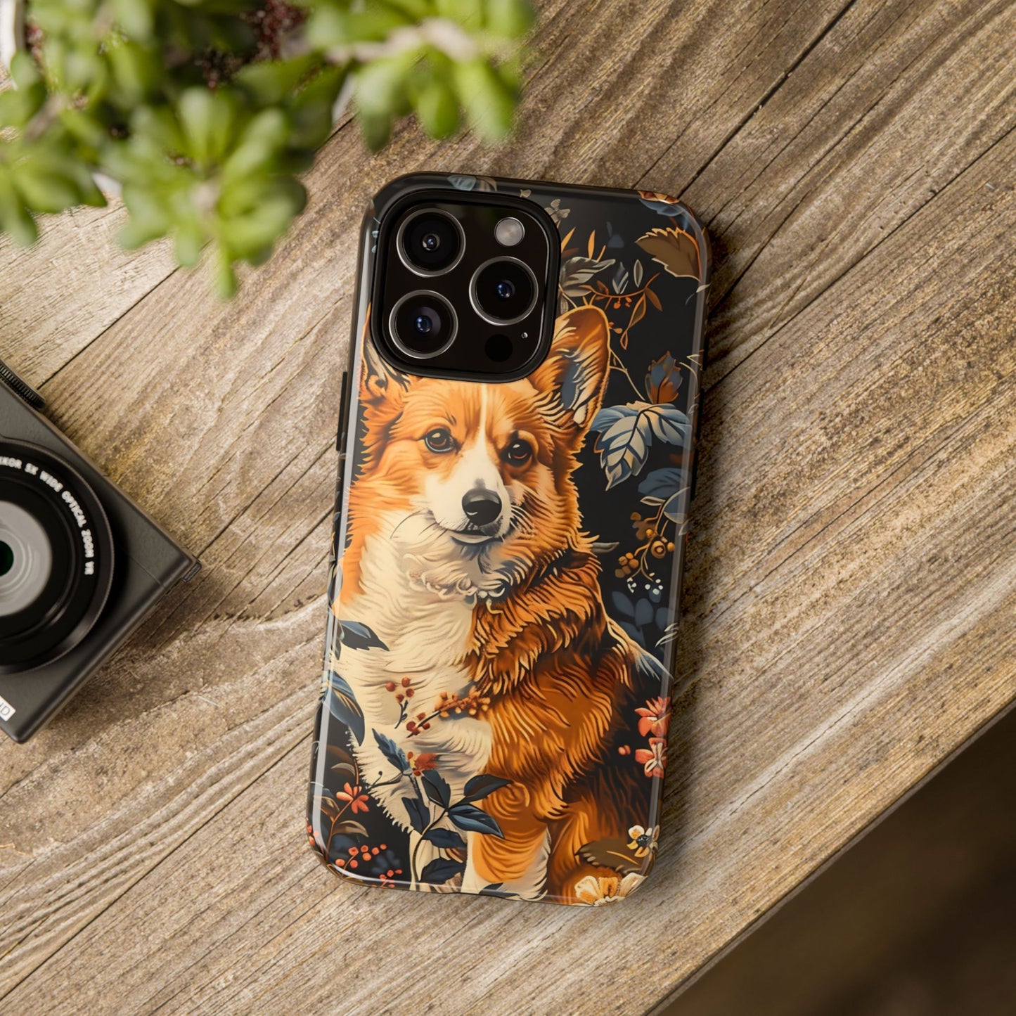 Corgi Floral Phone Case - Tough Cases for Dog Lovers, Cute Pet Accessories, Gift for Dog Owners, Floral Design, Personalized Tech Cover