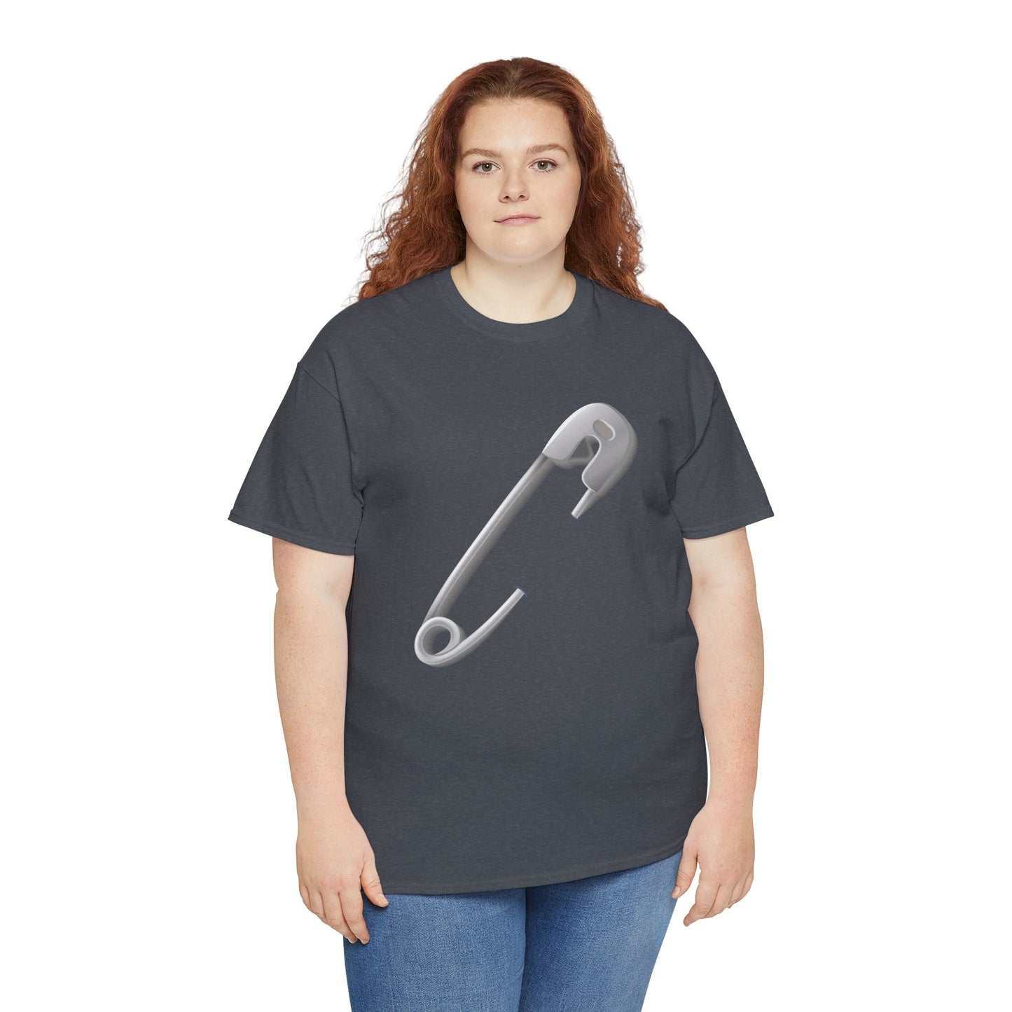 Unisex Heavy Cotton Tee - Minimalist Safety Pin Design