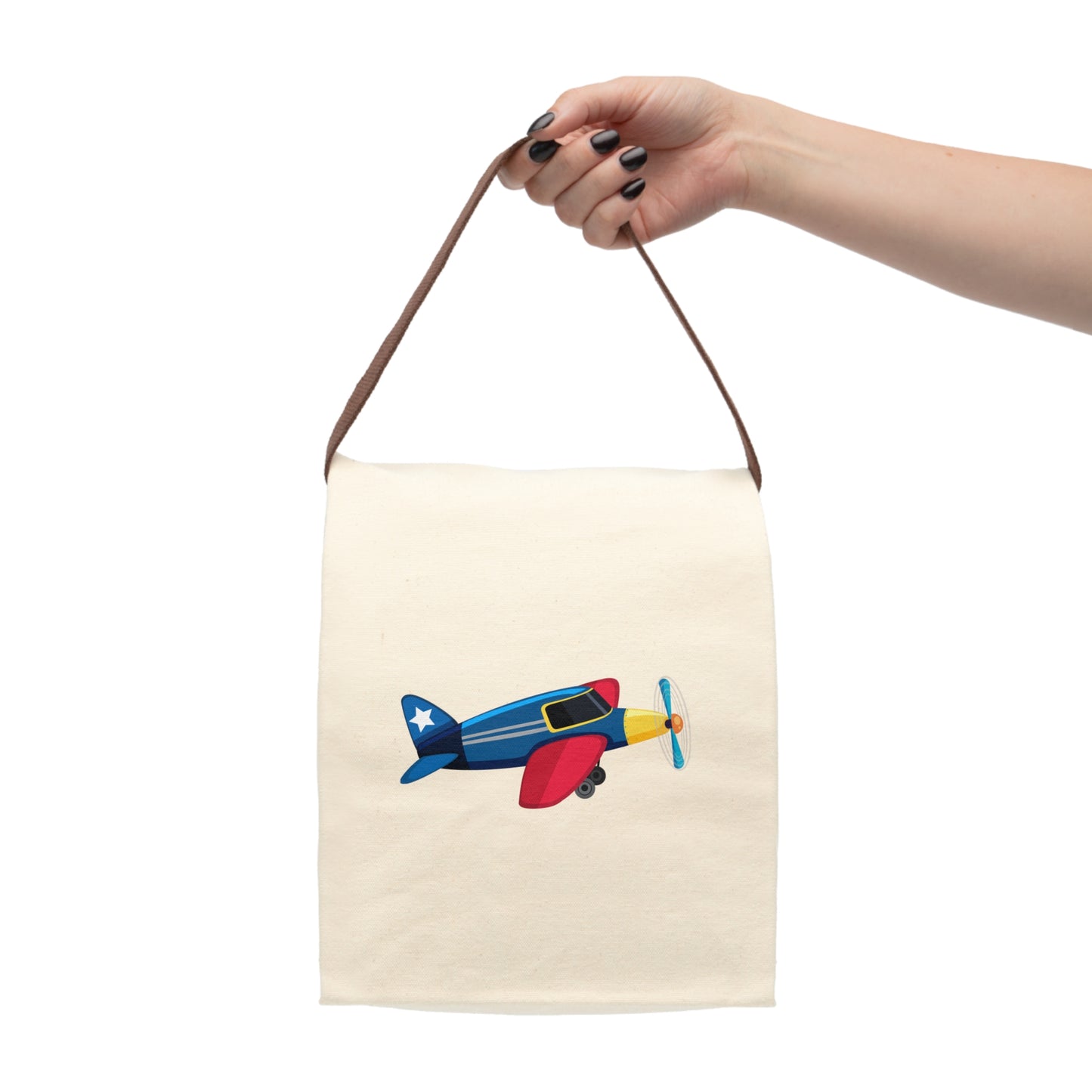 Vintage British Biplane Canvas Lunch Bag With Strap