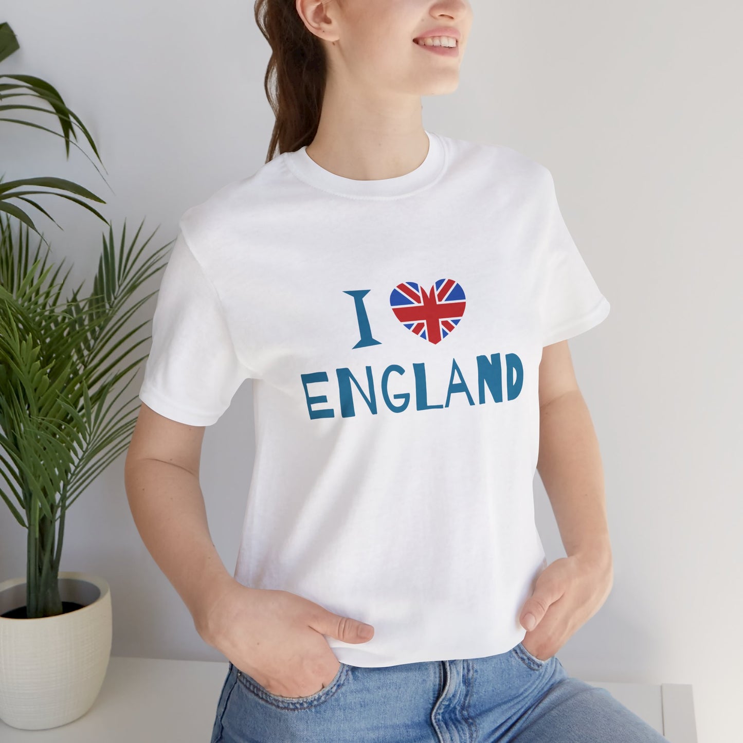 Unisex Jersey Short Sleeve Tee - I Love England - Union Jack Heart Design