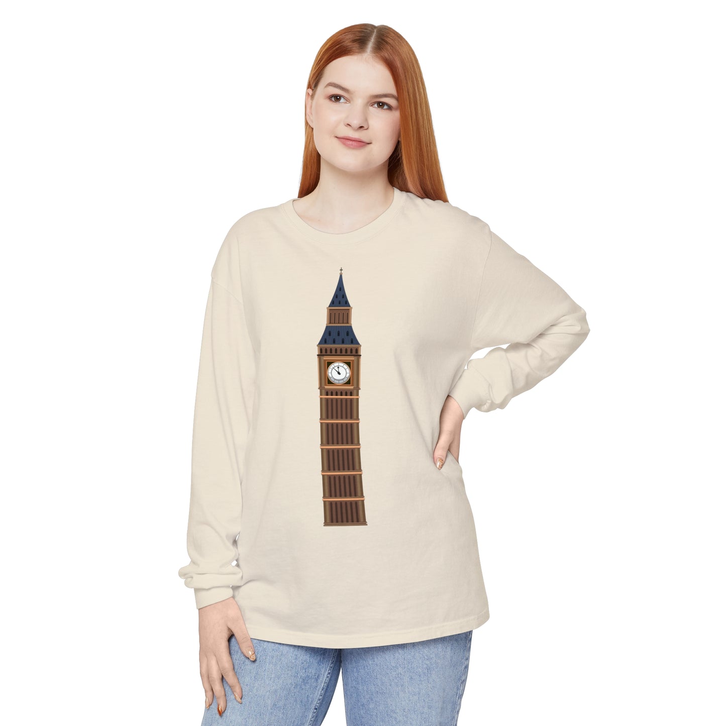 Unisex Garment-dyed Long Sleeve T-Shirt - Big Ben - The Heartbeat of London