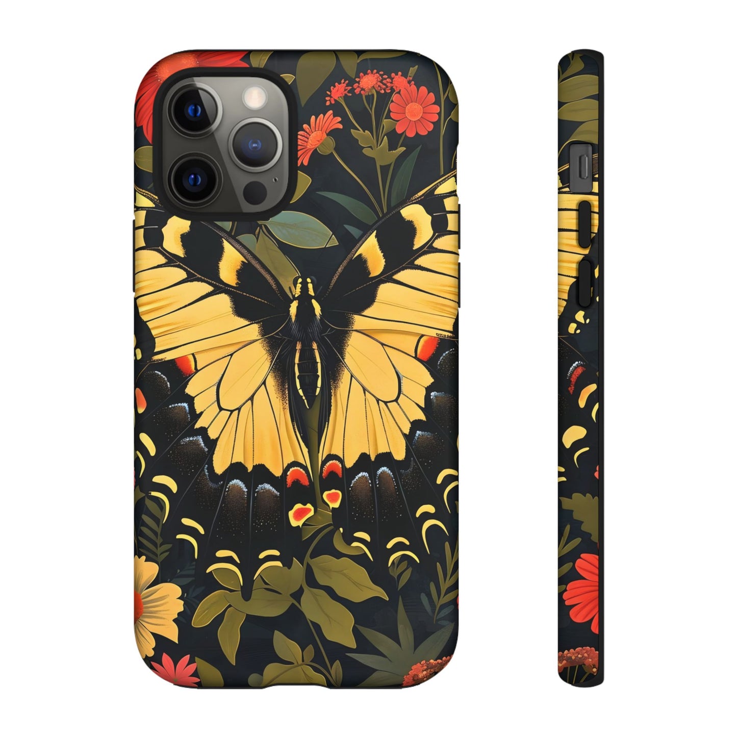 Butterfly Floral Phone Case, Tough Cases with Vibrant Design, Protective Cover for Nature Lovers, Gift for Her