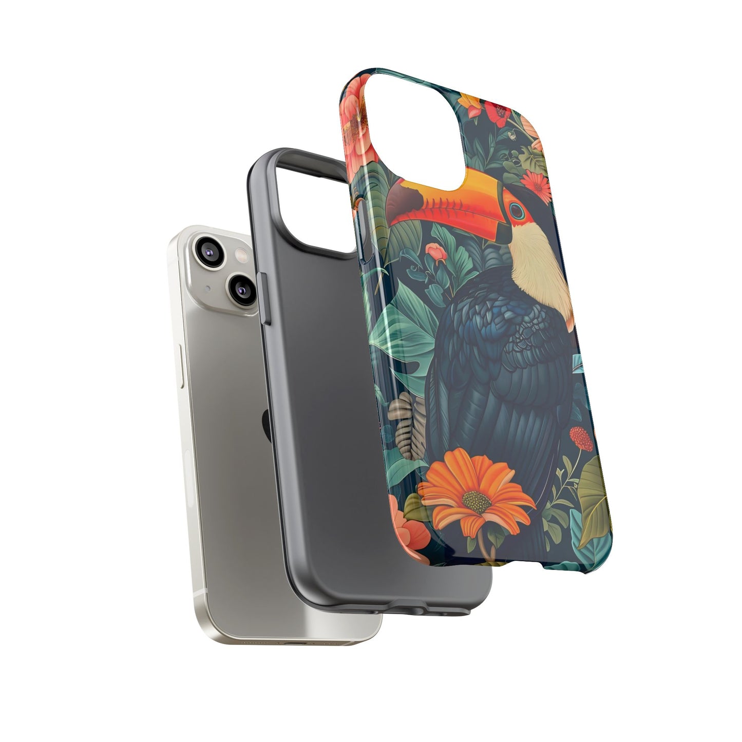 Tropical Toucan Phone Case - Cute Animal Design, Nature Lover Gift, Floral Pattern, Bird Lover Accessory, Summer Vibes