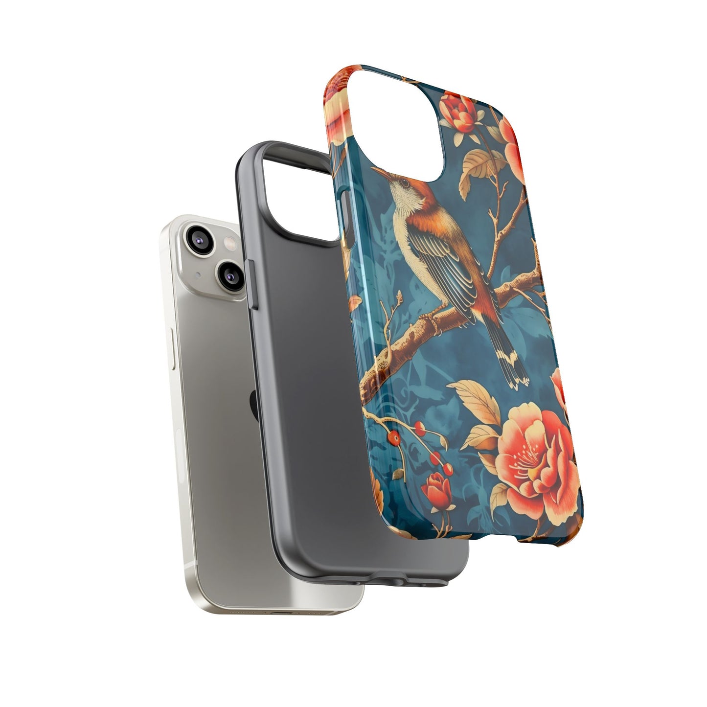 Bird & Floral Phone Case, Tough Cases for Nature Lovers, Gift for Her, Customizable Design, Vibrant Tech Accessories