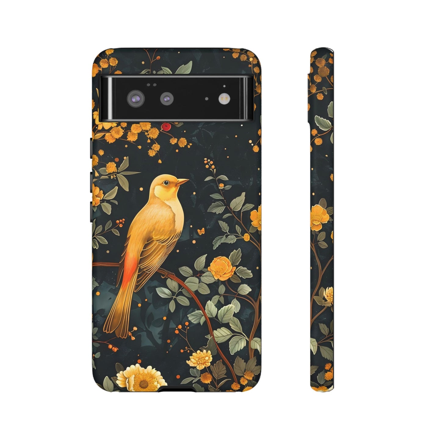 Floral Phone Case, Tough Cases with Bird Design, Nature Lover Gift, Stylish Protection, Birthday Present, Floral Phone Cover