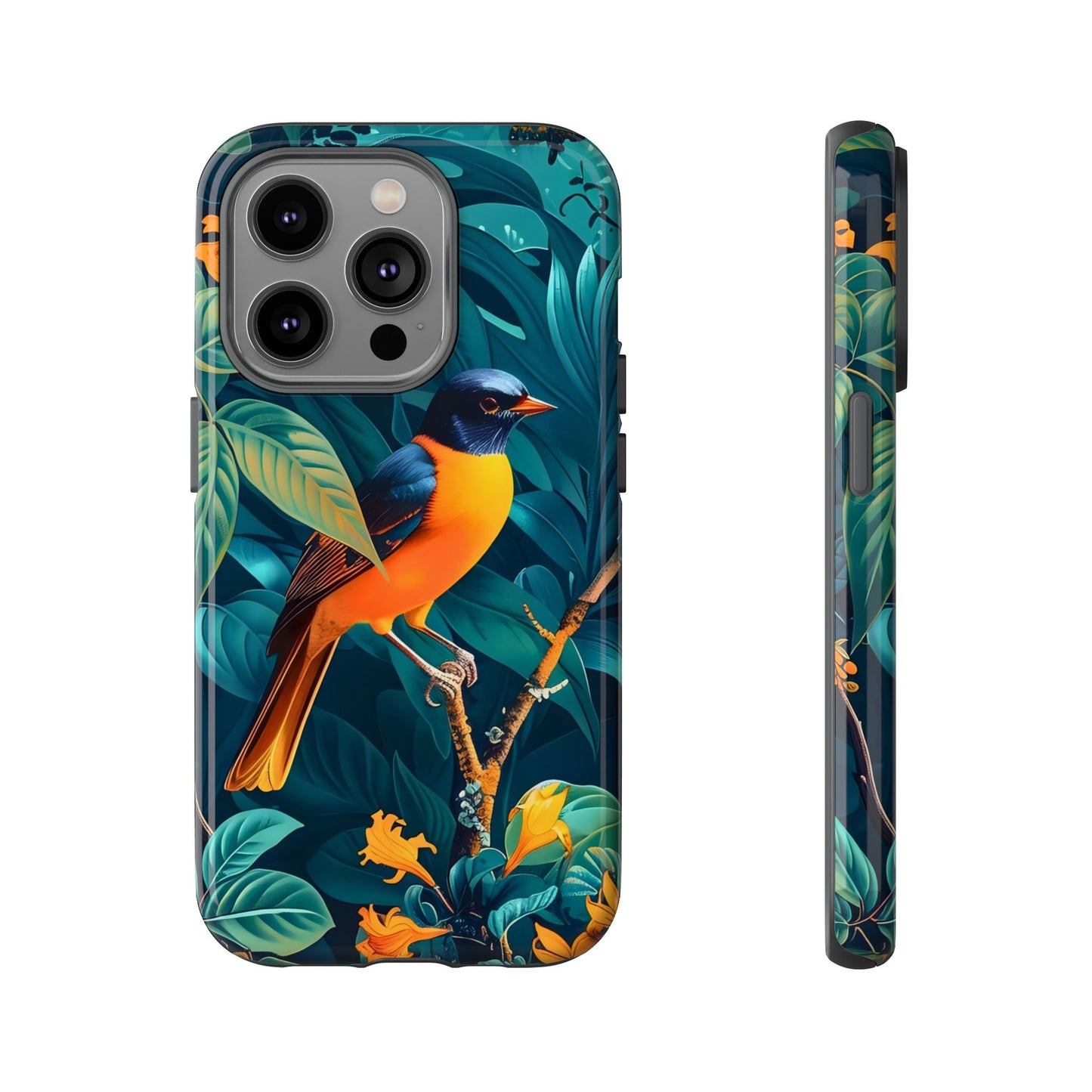 Tough Cases: Vibrant Bird Phone Case, Nature Lover Gift, Eco-Friendly Cover, Floral Design, Spring Decor
