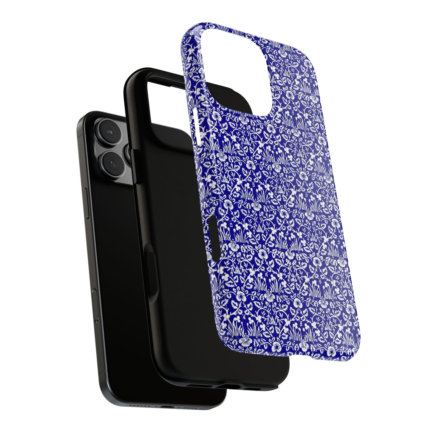 Elegant Floral Phone Case - Tough Cases, Blue Floral Design, Stylish Phone Accessory, Unique Gift, Modern Tech Protection