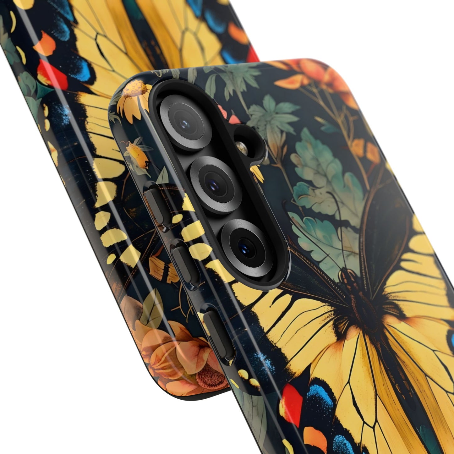 Butterfly Floral Phone Case, Art-inspire Tough Case, Gift for Nature Lovers, Butterfly Pattern Cover, Eco-Friendly Mobile Accessory