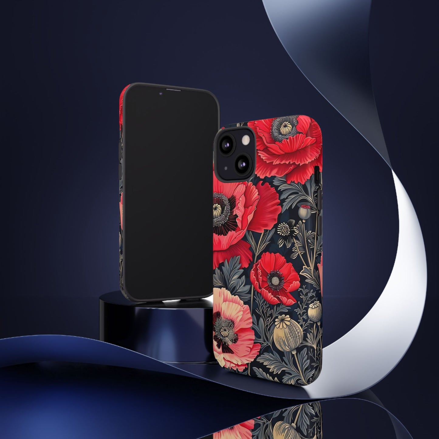 Floral Phone Case with Artistic Poppies, Tough Cases, Flower Design, Nature Lover Gift, Customizable Mobile Cover, Stylish Phone Accessories