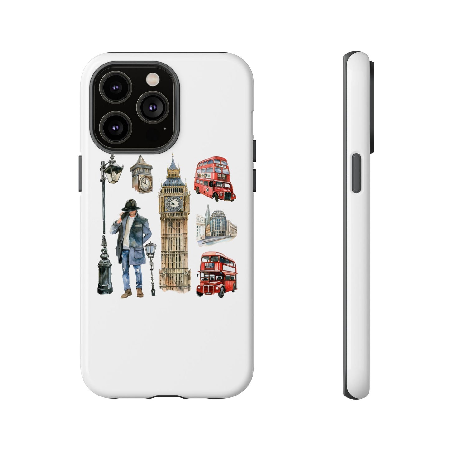 London Iconic Design Phone Case, Tough Cases, Gift for Travelers, London Souvenir, London Icons, Red Bus Phone Case