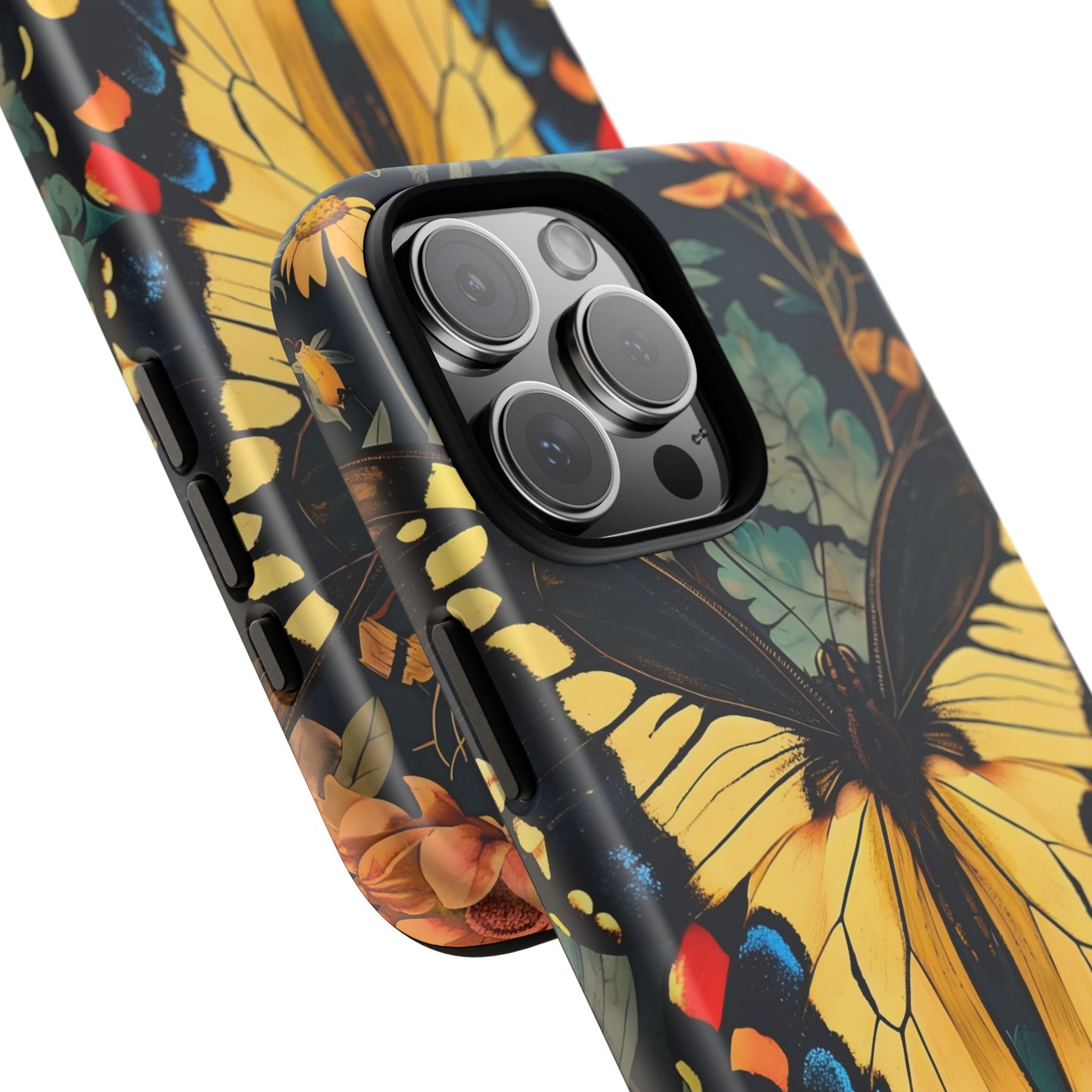 Butterfly Floral Phone Case, Art-inspire Tough Case, Gift for Nature Lovers, Butterfly Pattern Cover, Eco-Friendly Mobile Accessory