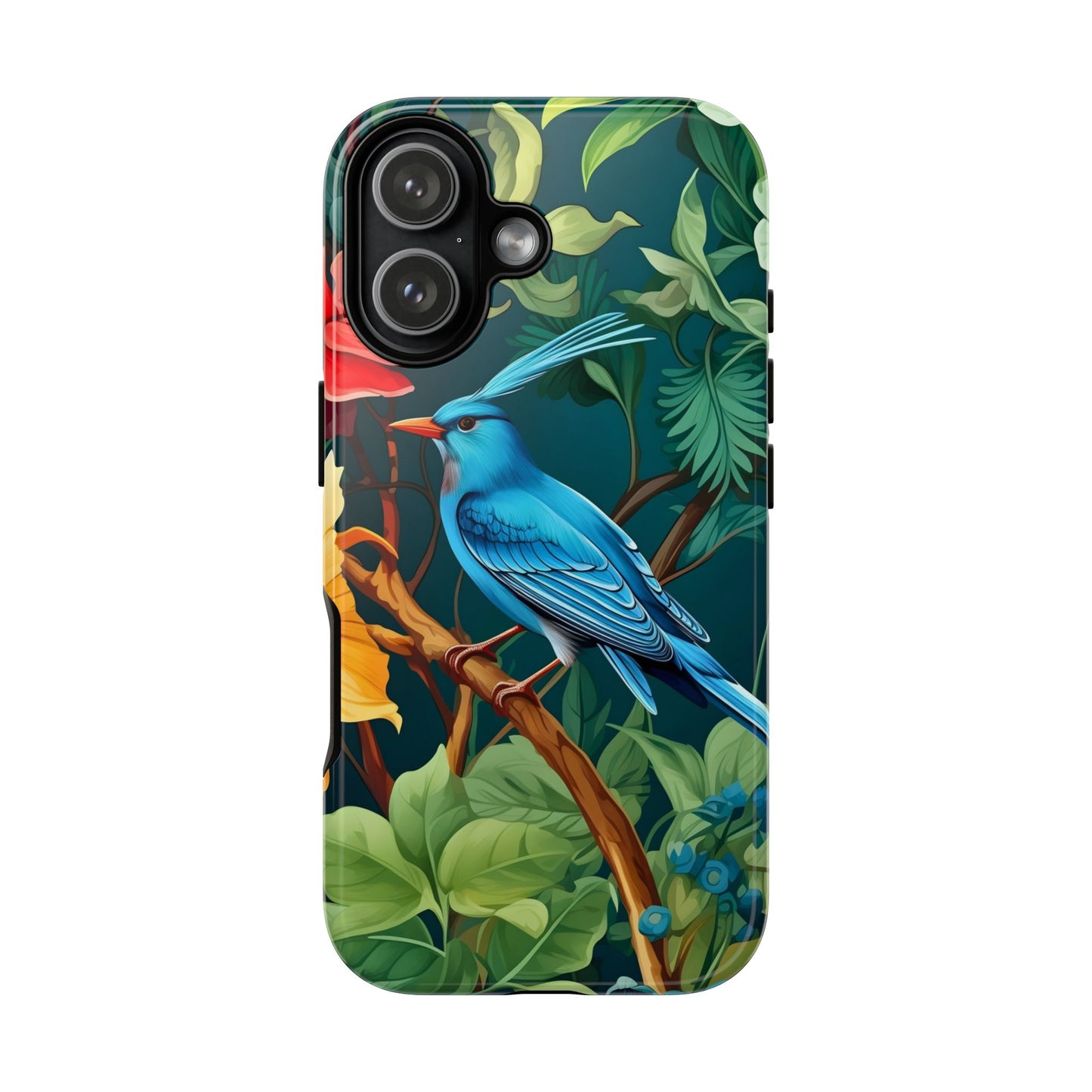 Tough Cases - Vibrant Bird Phone Case, Floral Design, Nature Lover, Unique Gift, Stylish Protection, Phone Accessories