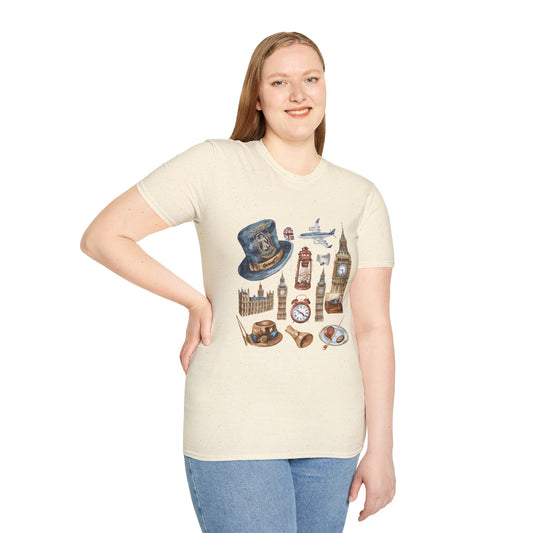 Unisex Softstyle T-Shirt - Icons of England - From Big Ben to Red Buses