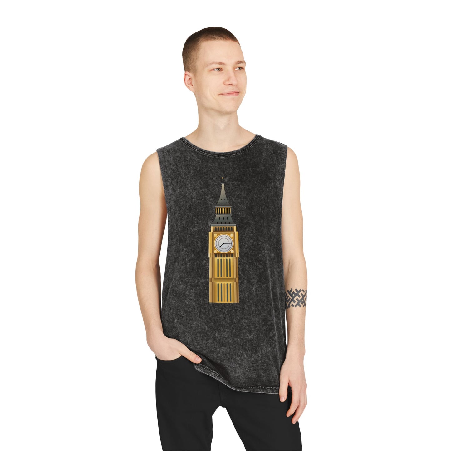 Unisex Stonewash Tank Top - Iconic Big Ben Clock Tower