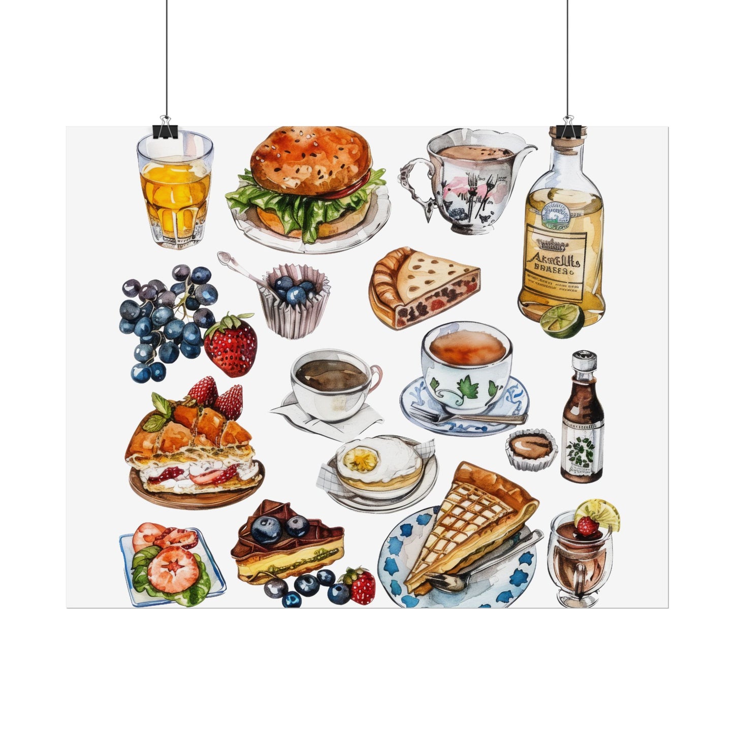 Foodie Wall Art Print, Kitchen Decor, Gourmet Food Poster, Culinary Art for Food Lovers, Cafe Aesthetic Home Decor