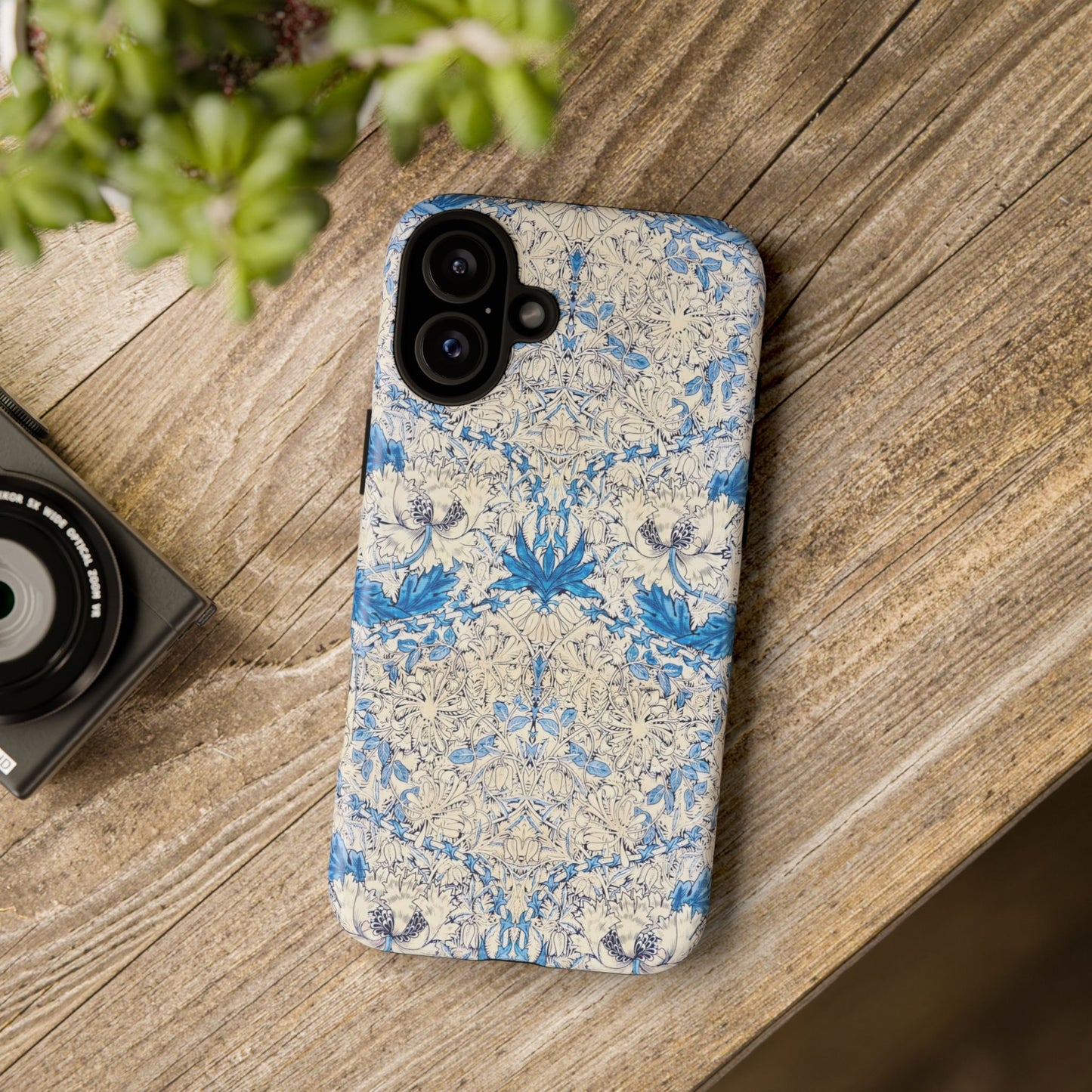Elegant Floral Phone Case, Tough iPhone Cover, Stylish Mobile Protector, Blue Patterned Case, Unique Gift for Her