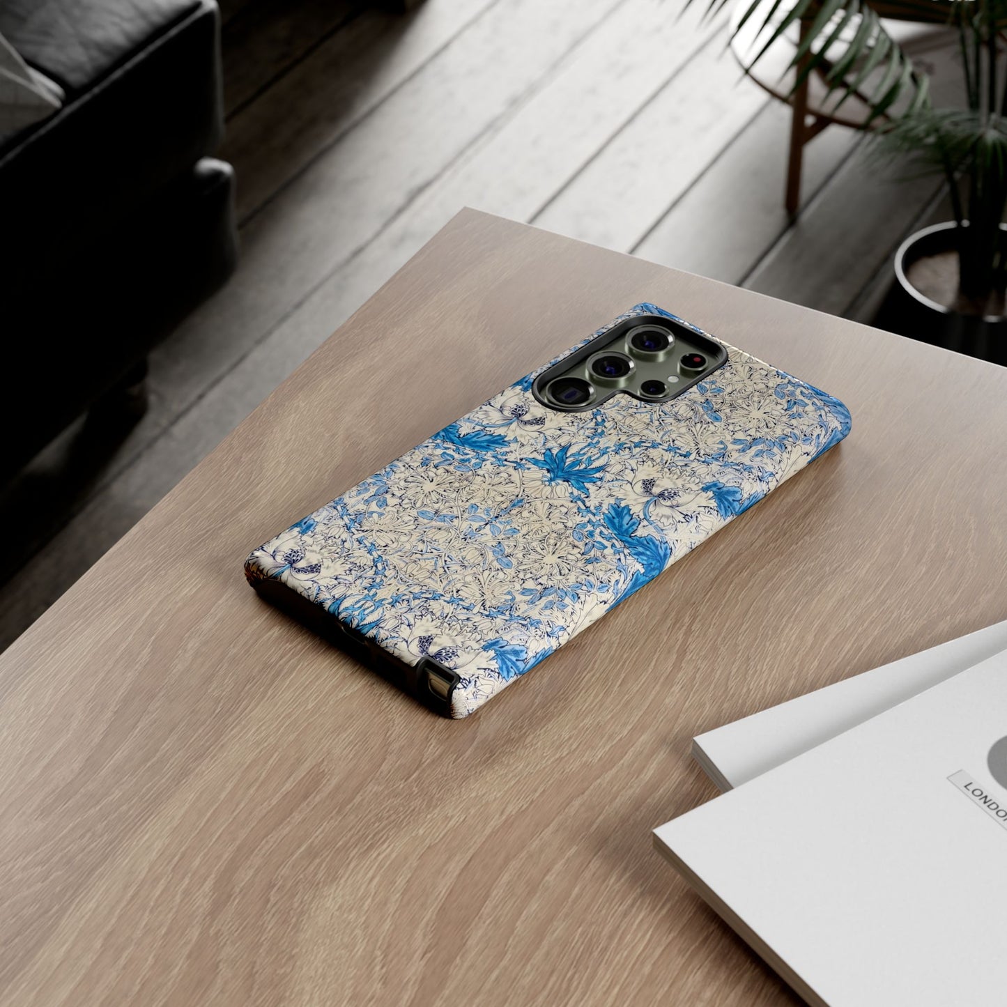Elegant Floral Phone Case, Tough iPhone Cover, Stylish Mobile Protector, Blue Patterned Case, Unique Gift for Her