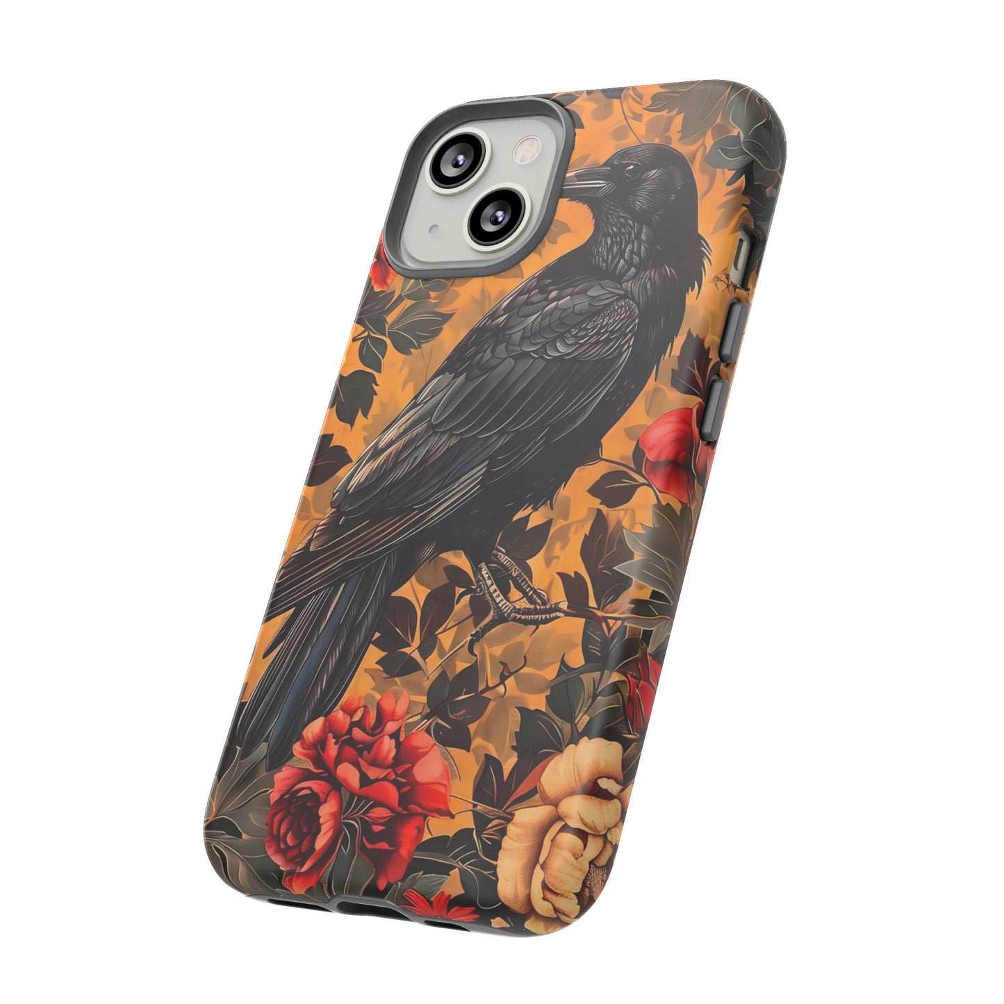 Raven Floral Phone Case - Tough Cases, Blackbird Decor, Gift for Nature Lovers, Bird Themed Accessories, Unique Phone Cover