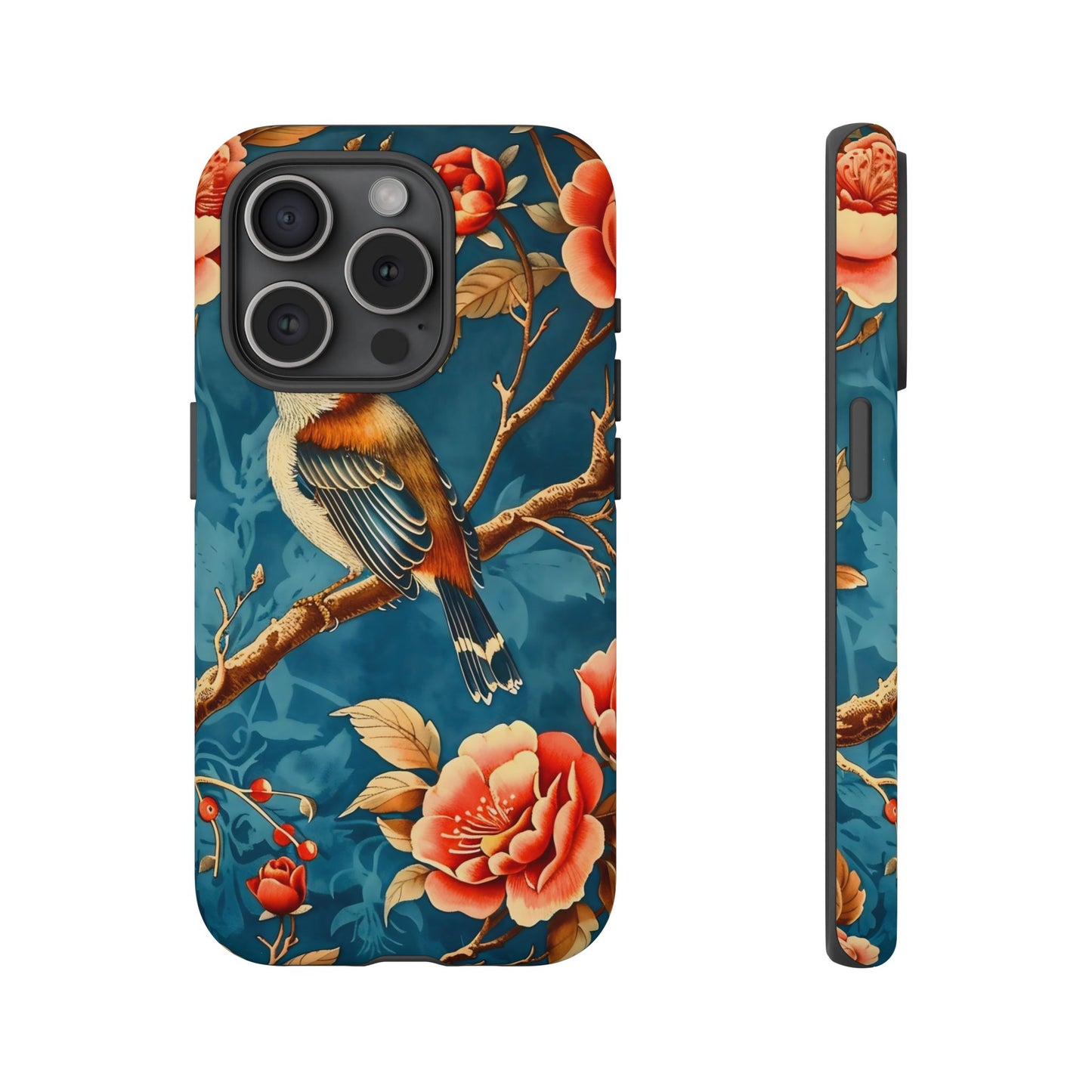 Bird & Floral Phone Case, Tough Cases for Nature Lovers, Gift for Her, Customizable Design, Vibrant Tech Accessories