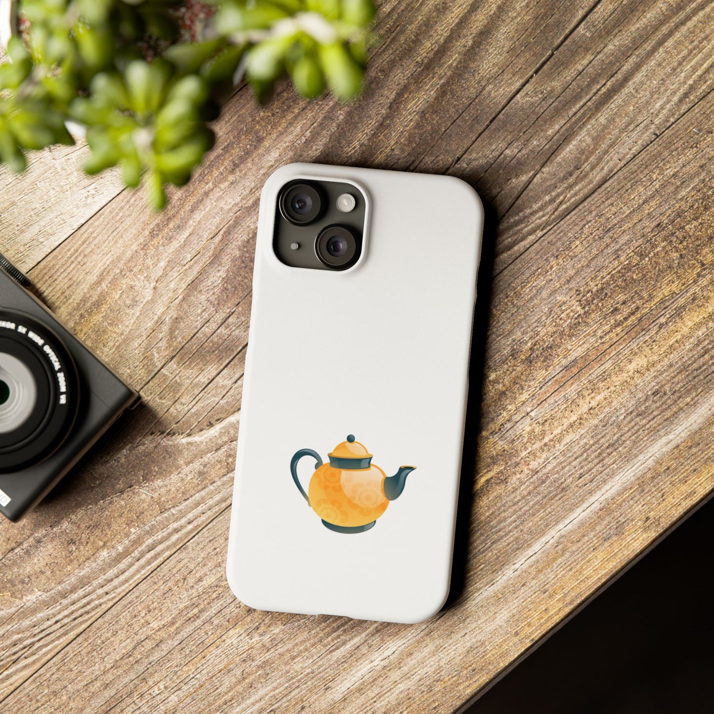 Cute Teapot Slim Phone Case, Tea Lover Gift, Stylish Phone Cover, Unique Gadget Accessory, Phone Protector for Tea Enthusiasts