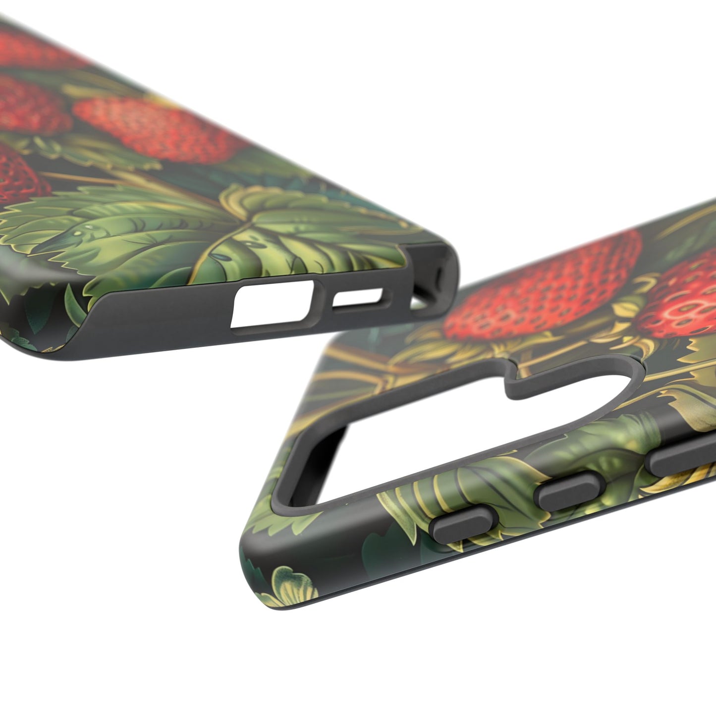 Strawberry Phone Case, Tough Berry Case, Floral Phone Cover, Cute Smartphone Shell, Nature-Inspired Gift