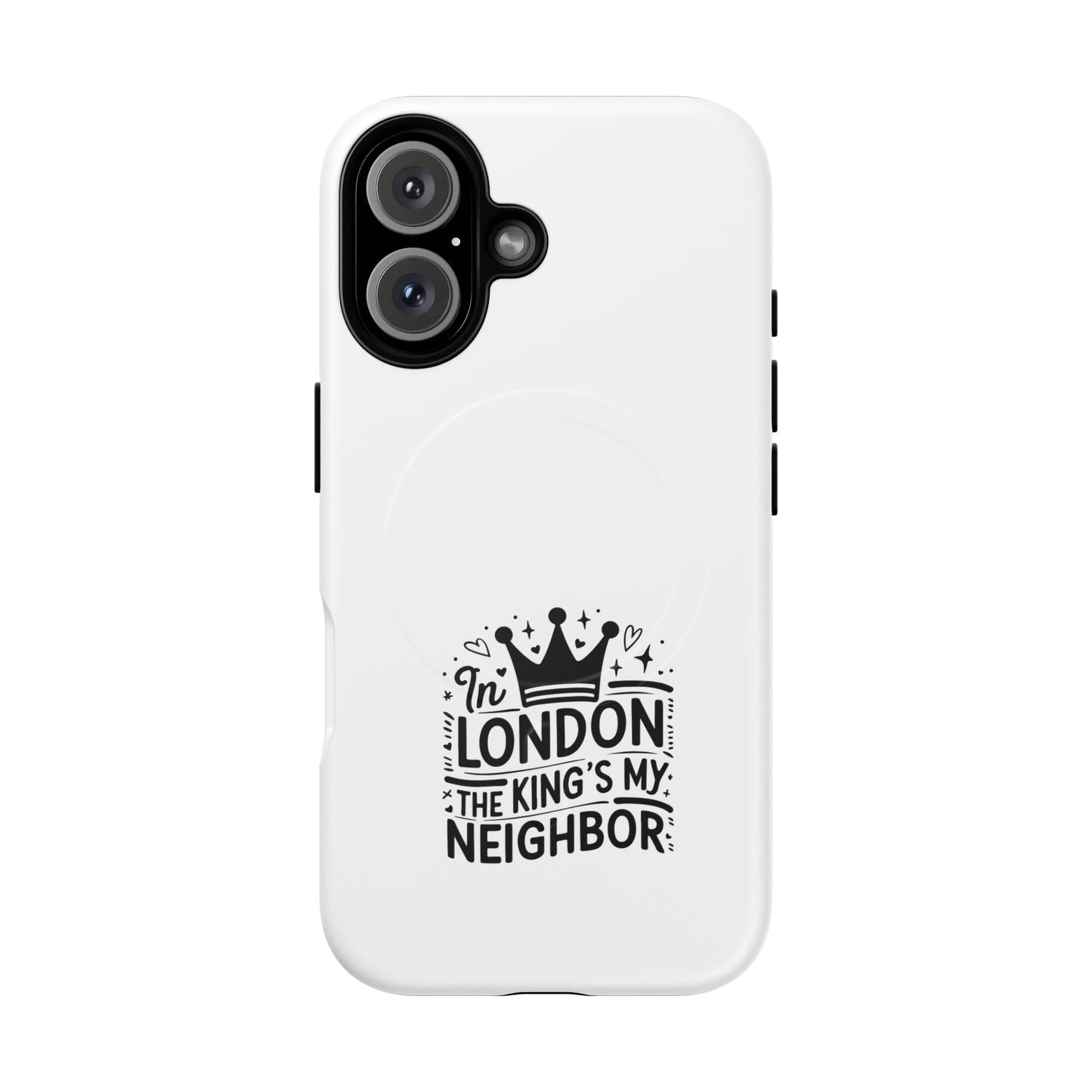King's Neighbor Tough Magnetic Phone Case, London Style Case, Durable Phone Cover, Gift for Travelers, Black White Phone Accessory