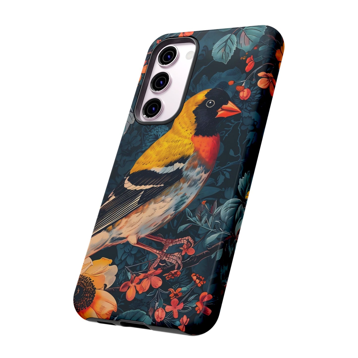 Colorful Bird Phone Case, Floral Phone Cover, Tough Phone Protector, Nature Lover Gift, Botanical Case, Unique Mobile Accessory