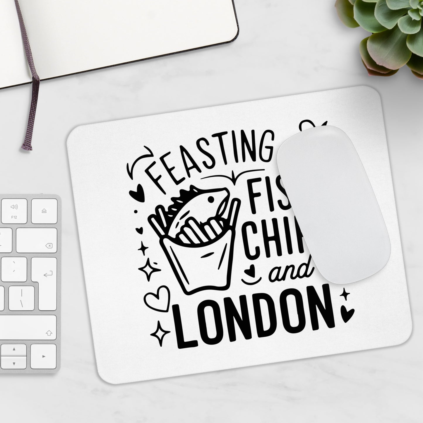 Fish and Chips Mouse Pad, London Gift for Foodies, Desk Accessory, Home Office Decor, Quirky Kitchenware