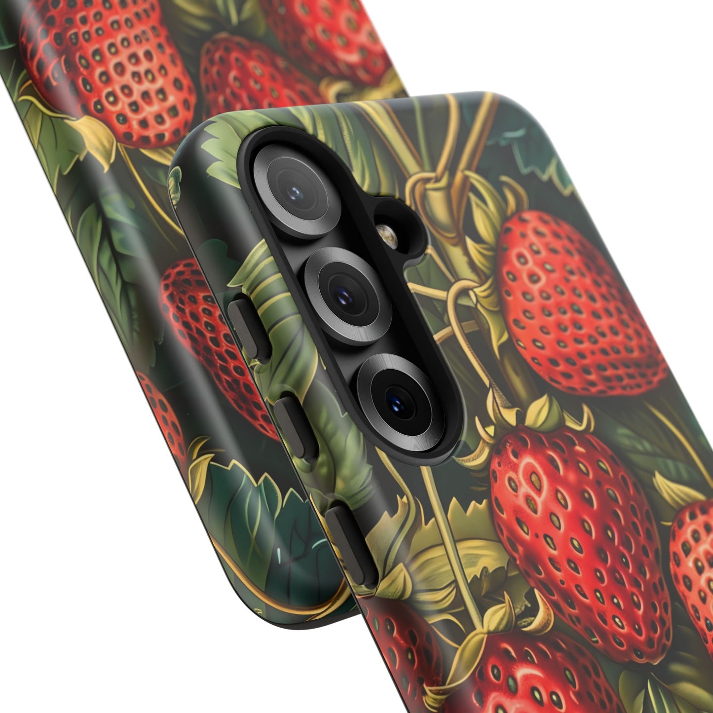 Strawberry Phone Case, Tough Berry Case, Floral Phone Cover, Cute Smartphone Shell, Nature-Inspired Gift
