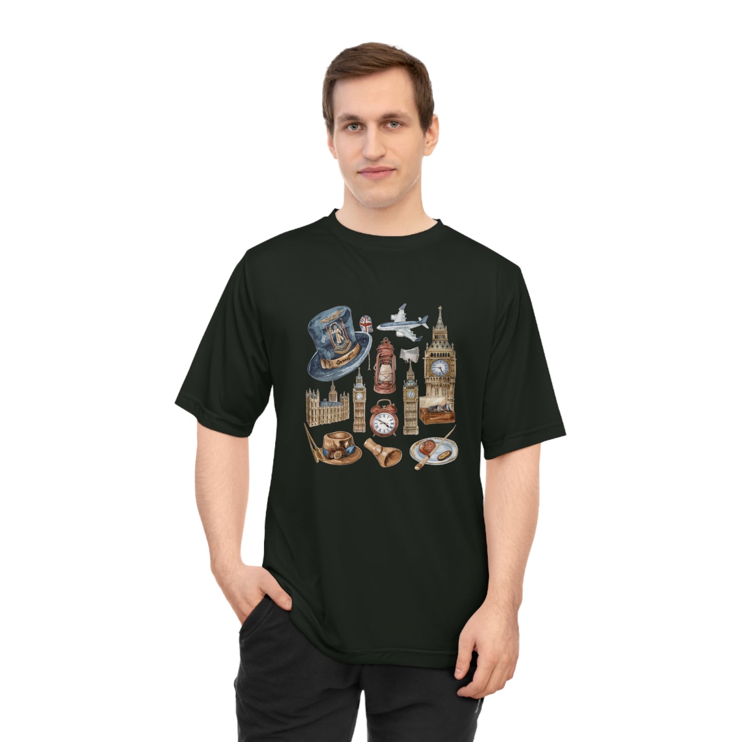 Unisex Zone Performance T-shirt - Echoes of England: Iconic Vintage Illustrations