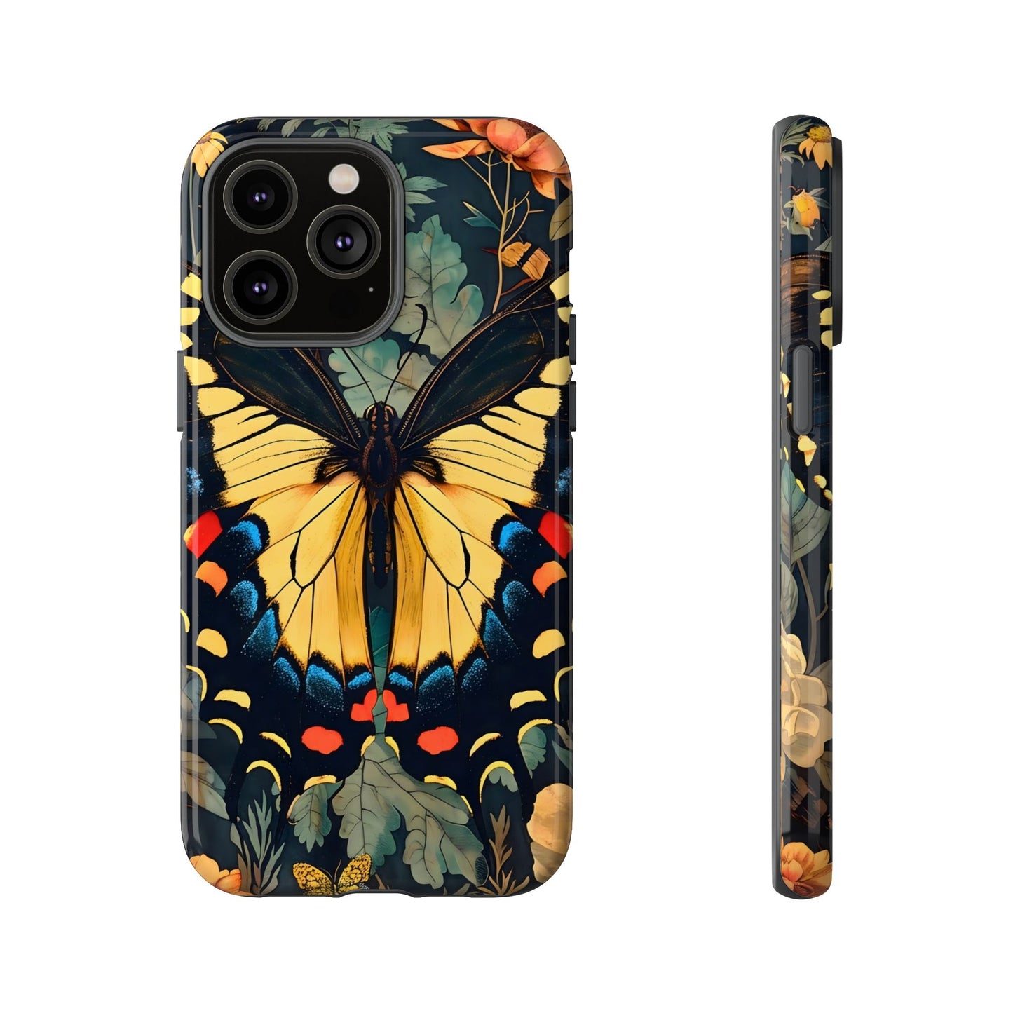 Butterfly Floral Phone Case, Art-inspire Tough Case, Gift for Nature Lovers, Butterfly Pattern Cover, Eco-Friendly Mobile Accessory