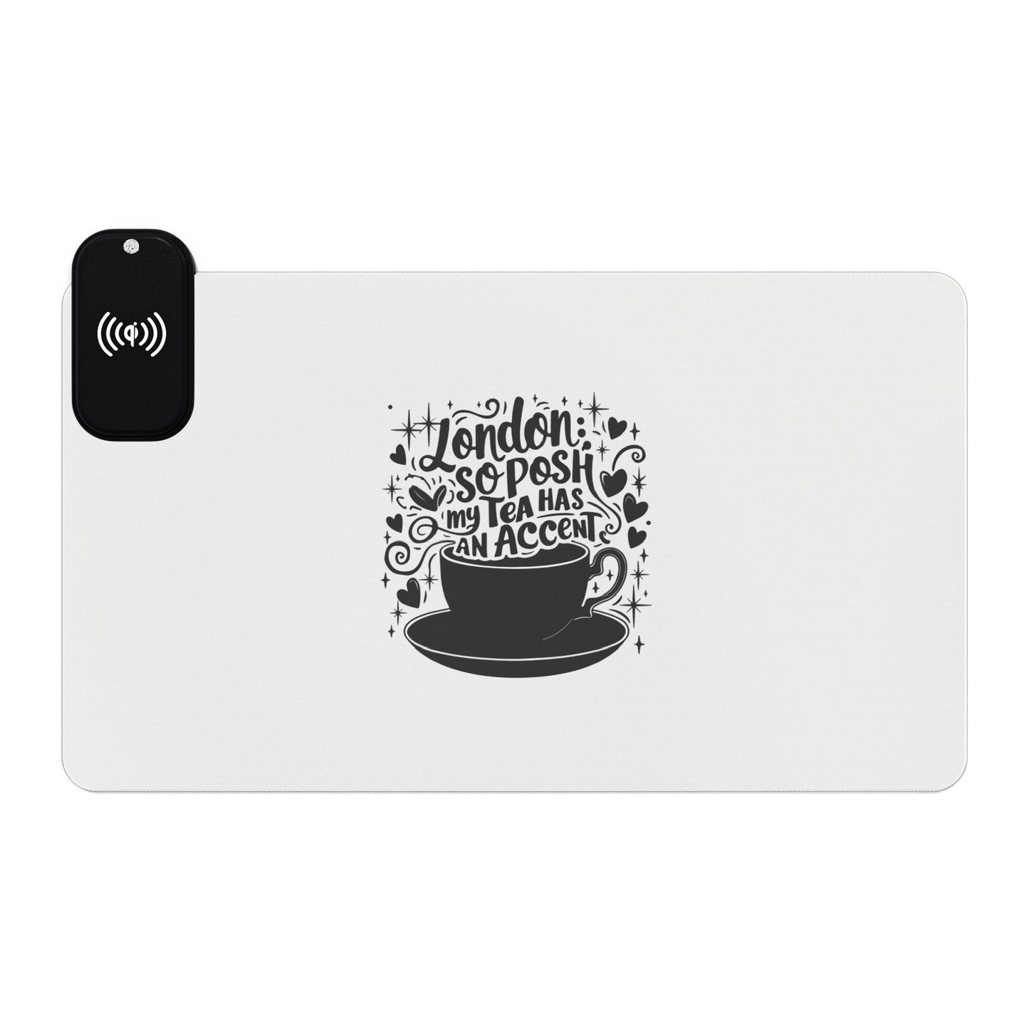London's Nostalgic Tea - LED Gaming Mouse Pad with Wireless Charging - Stylish Desk Accessory for Gamers, Office Decor, Tech Lovers, Modern Gifts