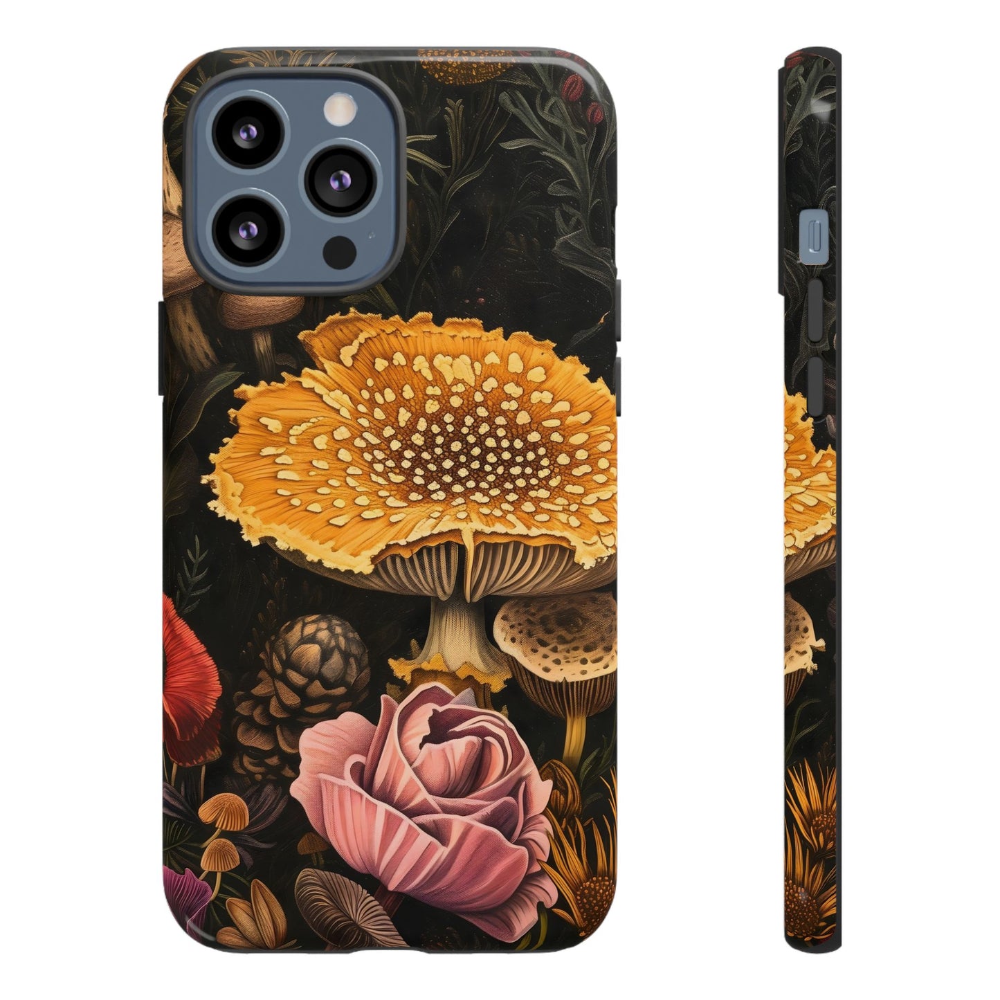 Floral Mushroom Phone Case, Tough Cases, Eco-Friendly, Nature Lover Gift, Floral Phone Cover, Stylish Phone Accessories