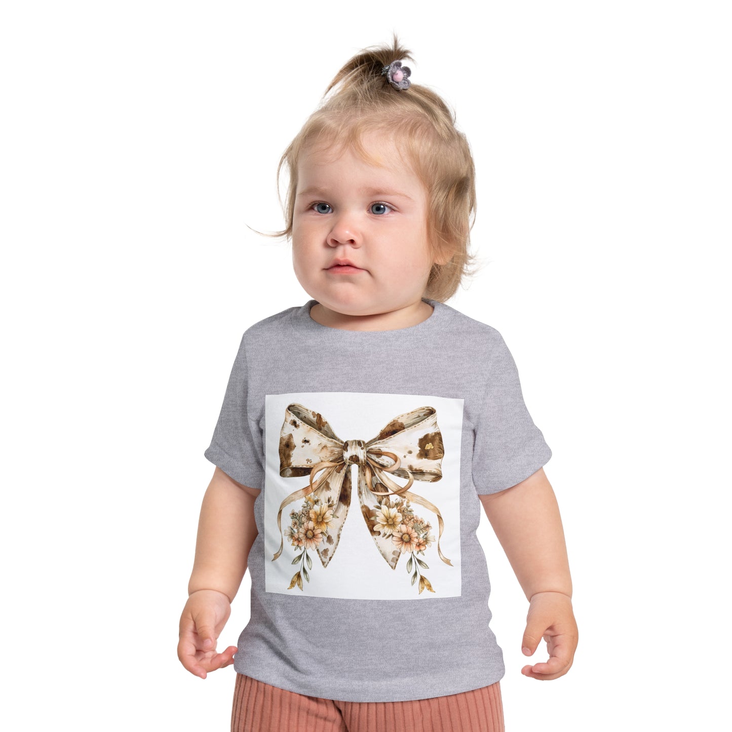 Floral Bow Baby T-Shirt - Adorable Short Sleeve Tee for Infants