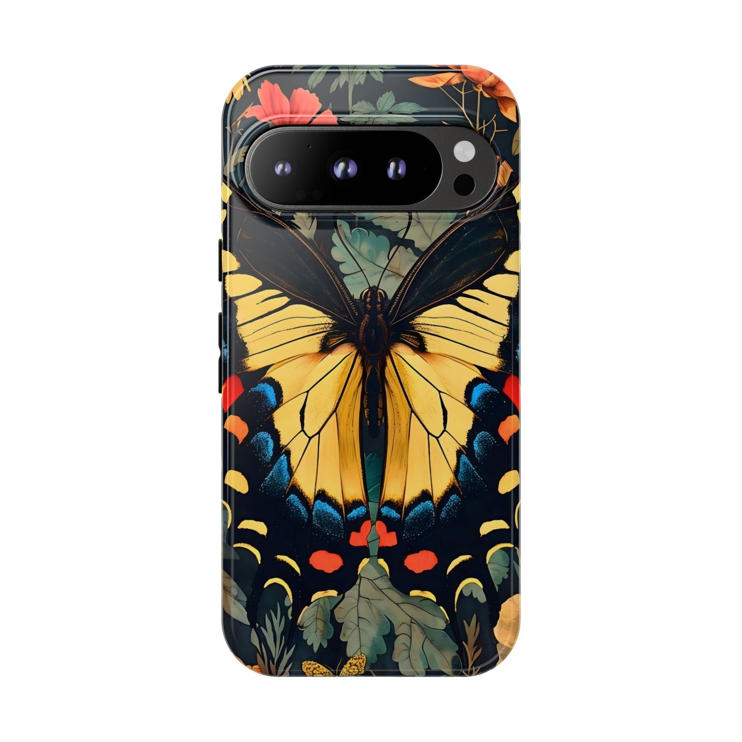 Butterfly Floral Phone Case, Art-inspire Tough Case, Gift for Nature Lovers, Butterfly Pattern Cover, Eco-Friendly Mobile Accessory